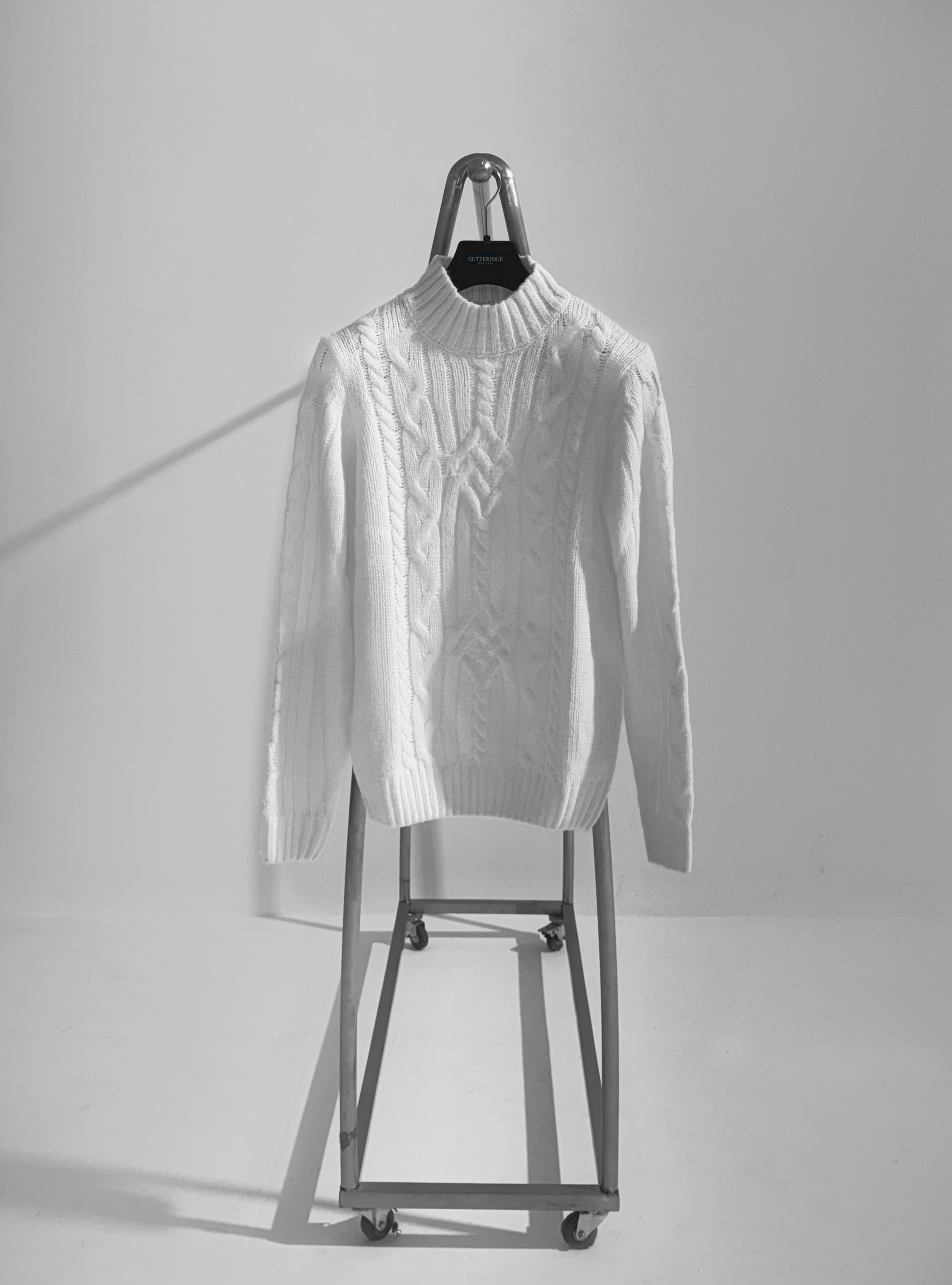 Maglia mock nek con treccia, BIANCO