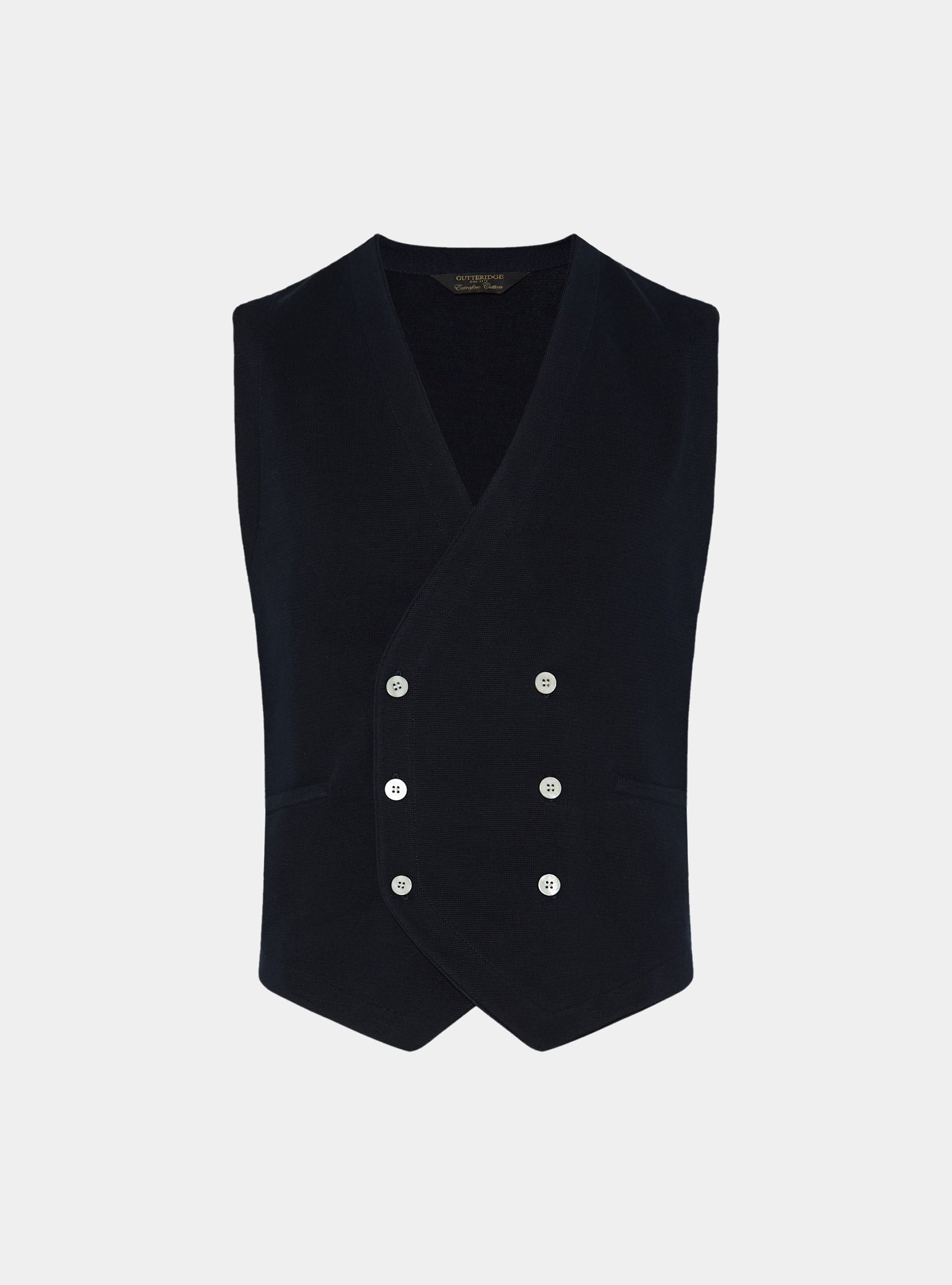Gilet doppiopetto in maglia di cotone, BLU NAVY