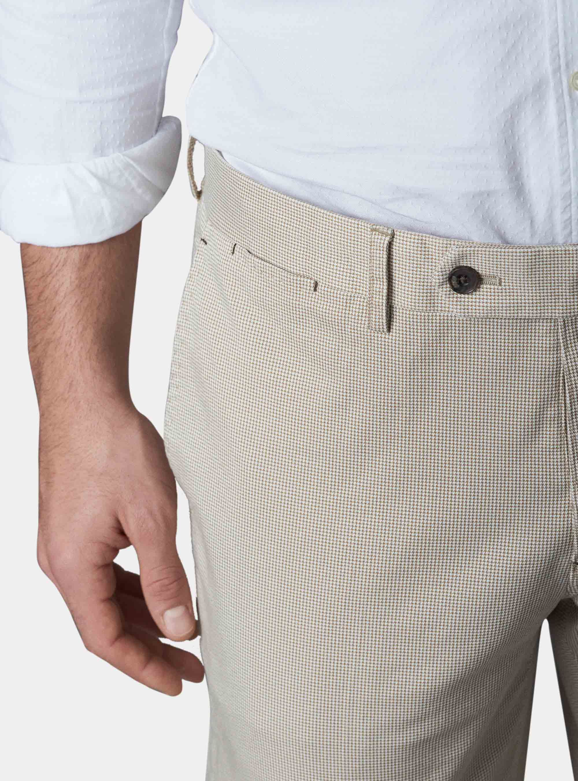 Pantaloni in cotone stretch, ECRU