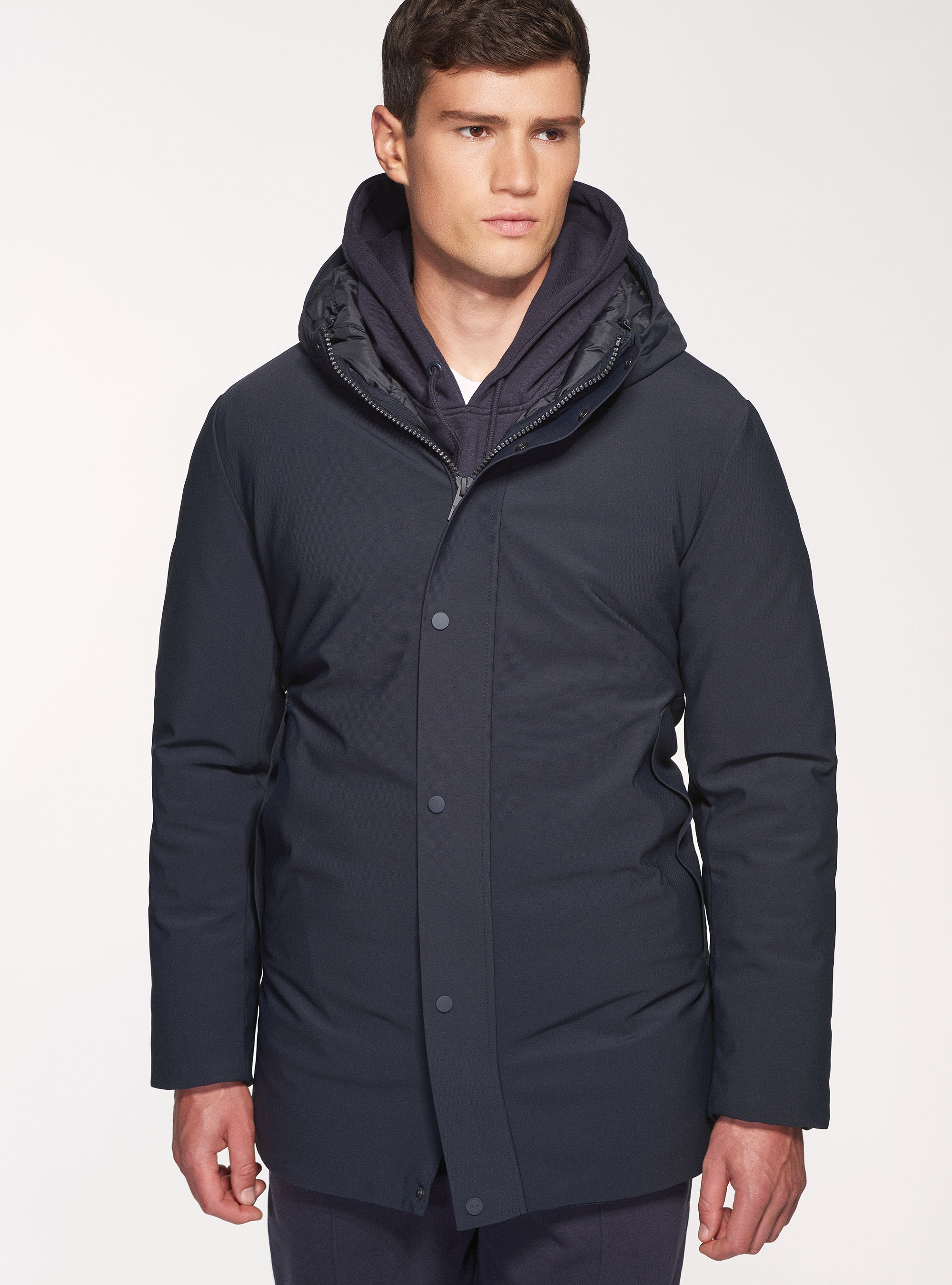 Giubbino in tessuto tecnico antivento, BLU NAVY