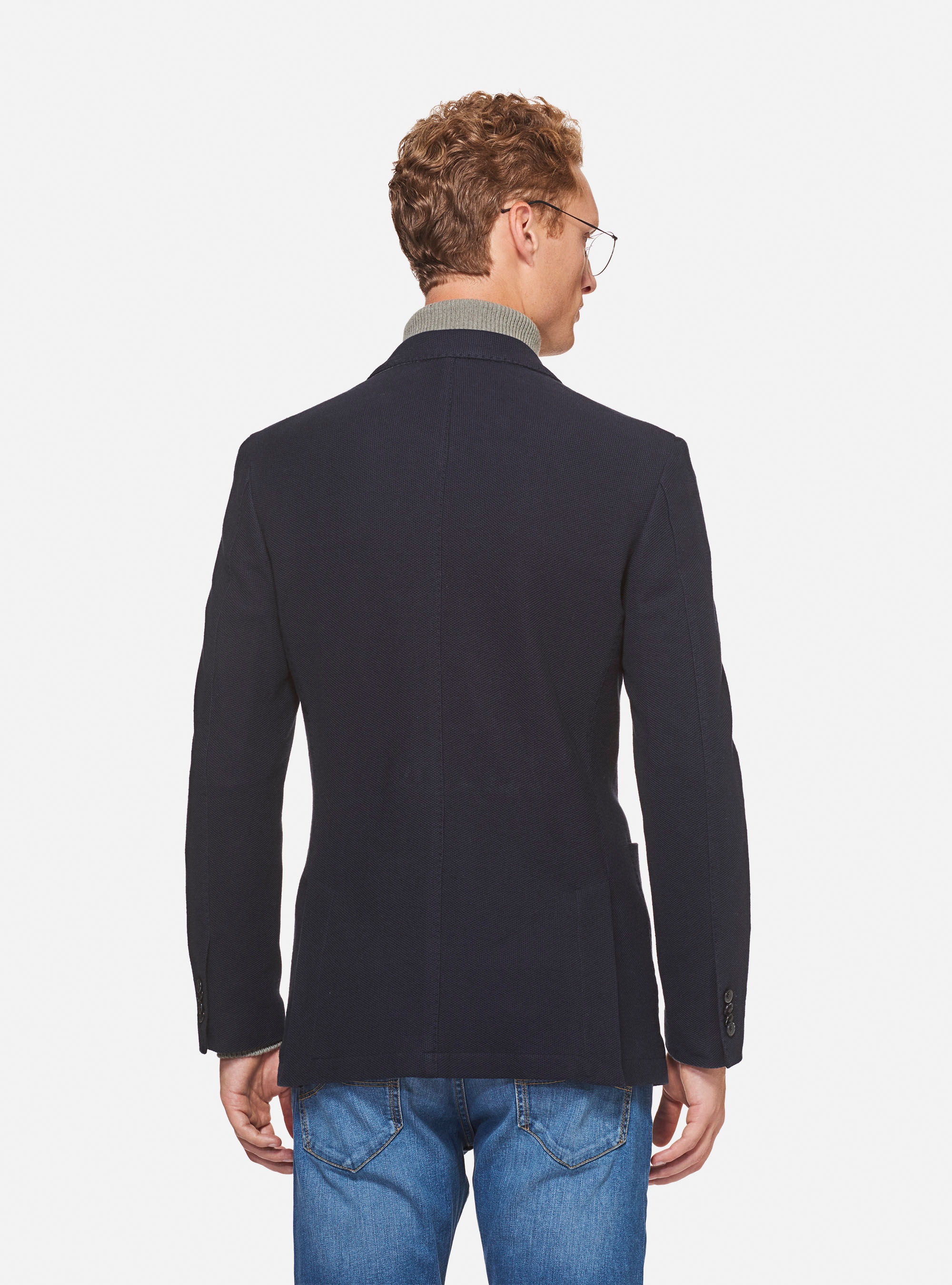 Wool jersey blazer, NAVY BLUE