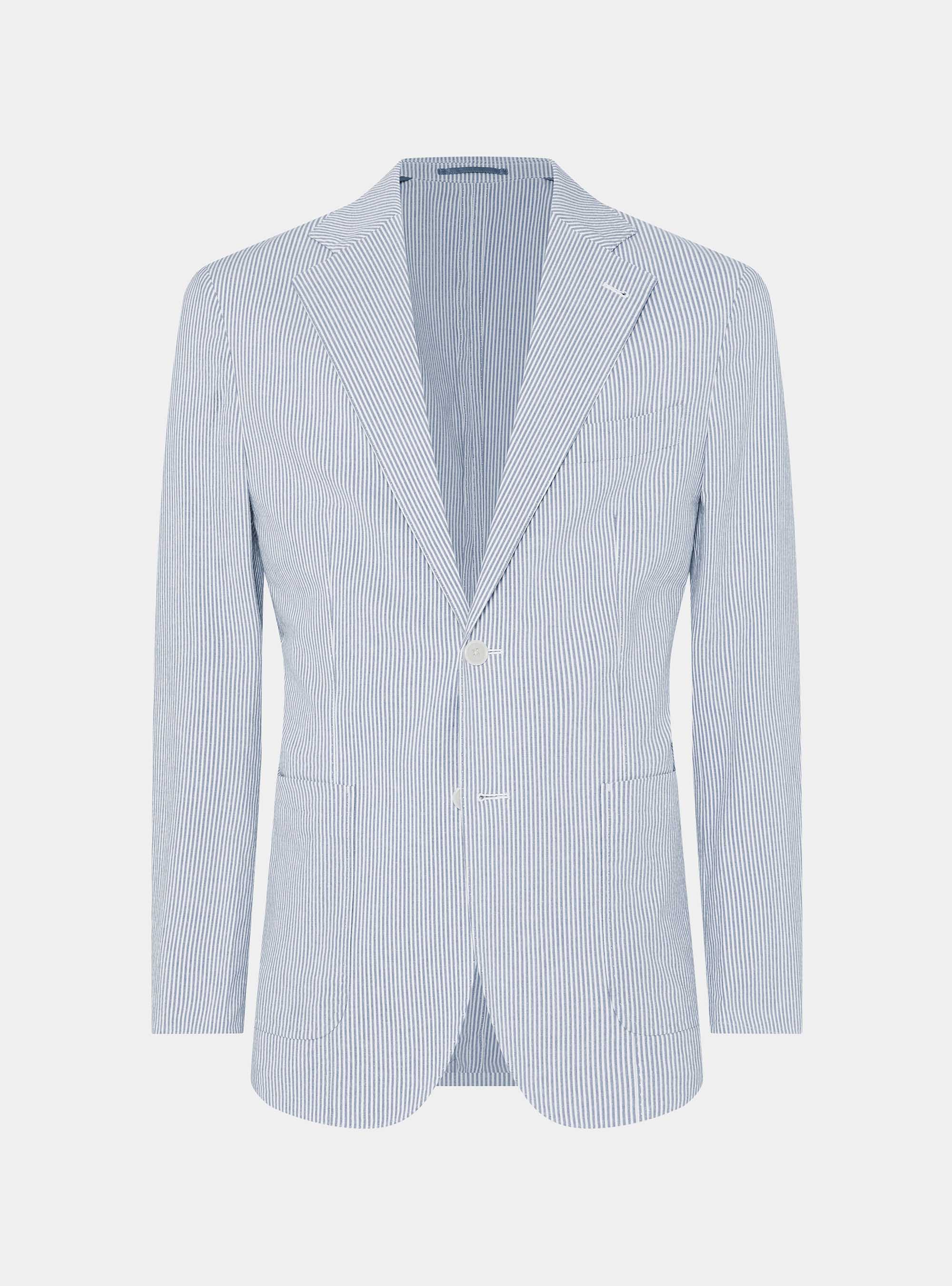 Giacca in cotone seersucker rigato, BLU