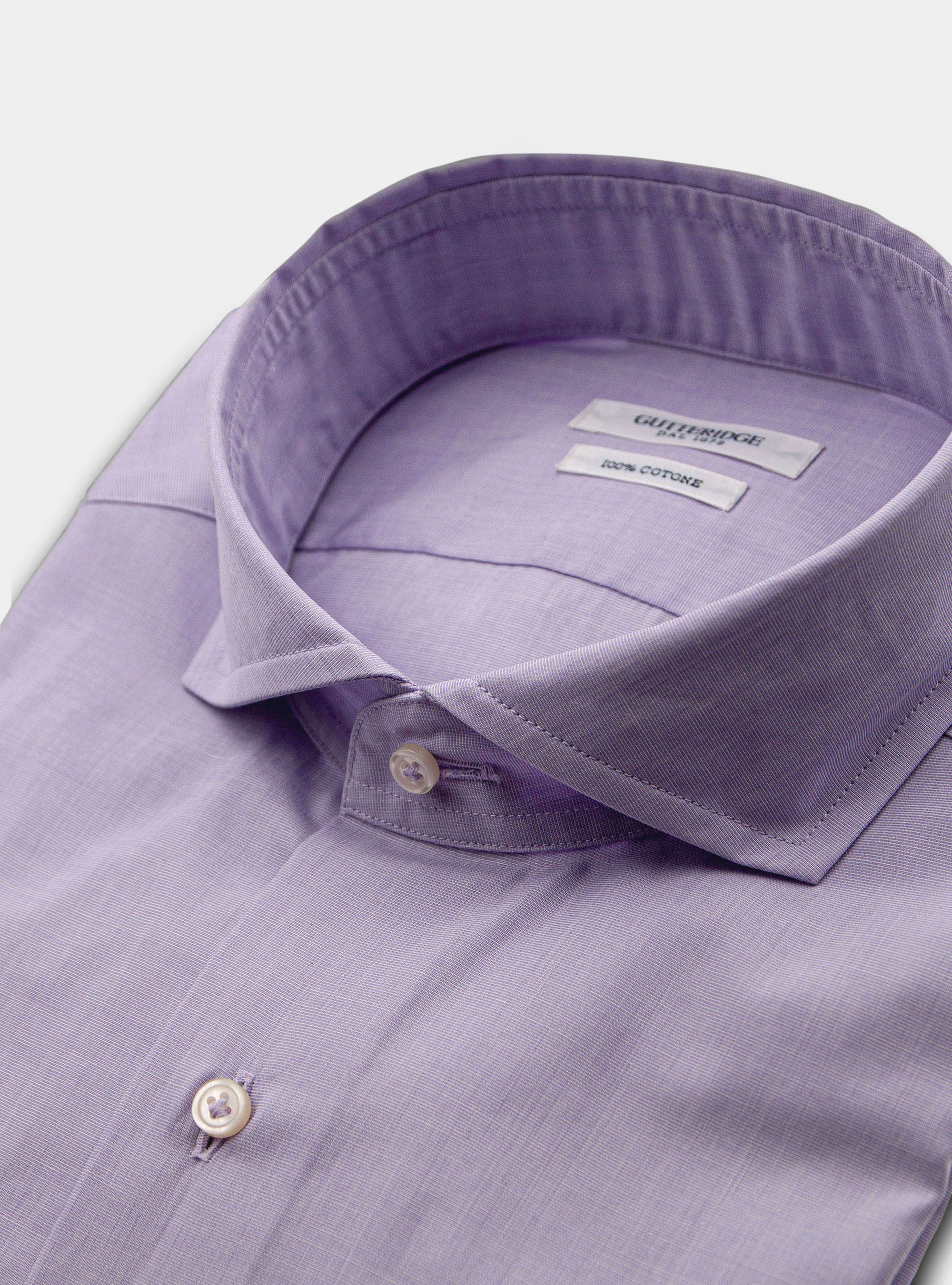 Camicia fil a fil collo francese, VIOLA