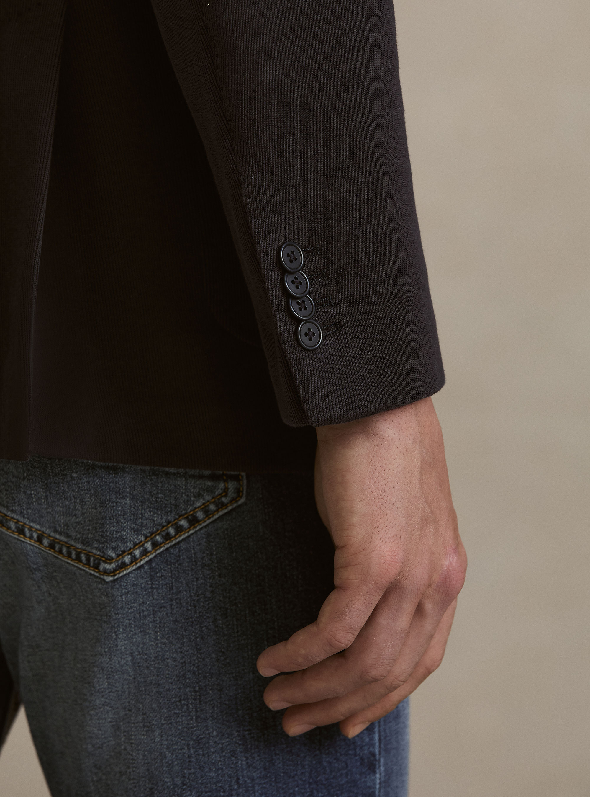 Cotton-Blend Jersey Blazer, NAVY BLUE