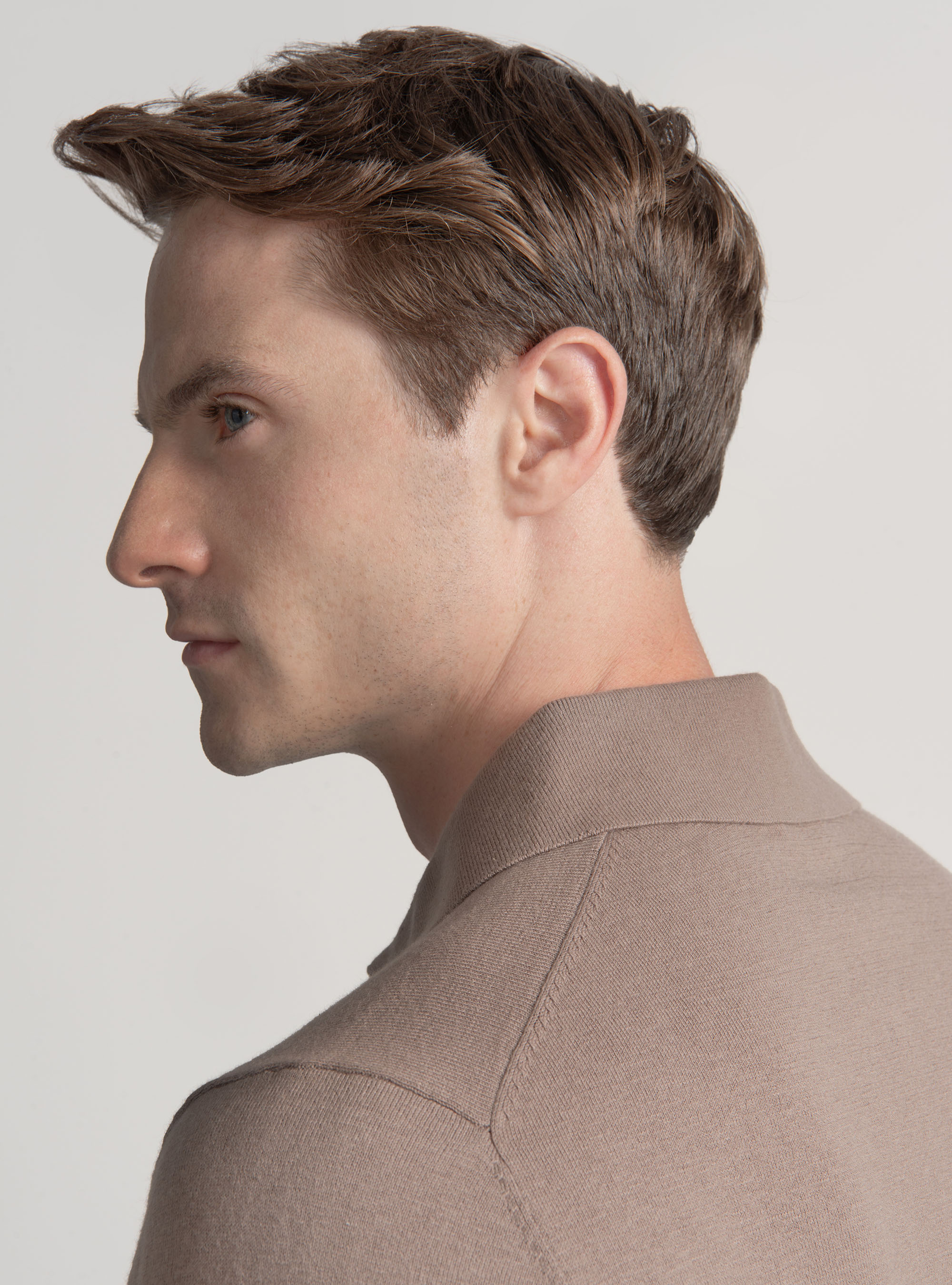 Cotton and cashmere knit polo shirt, FANGO 0555C