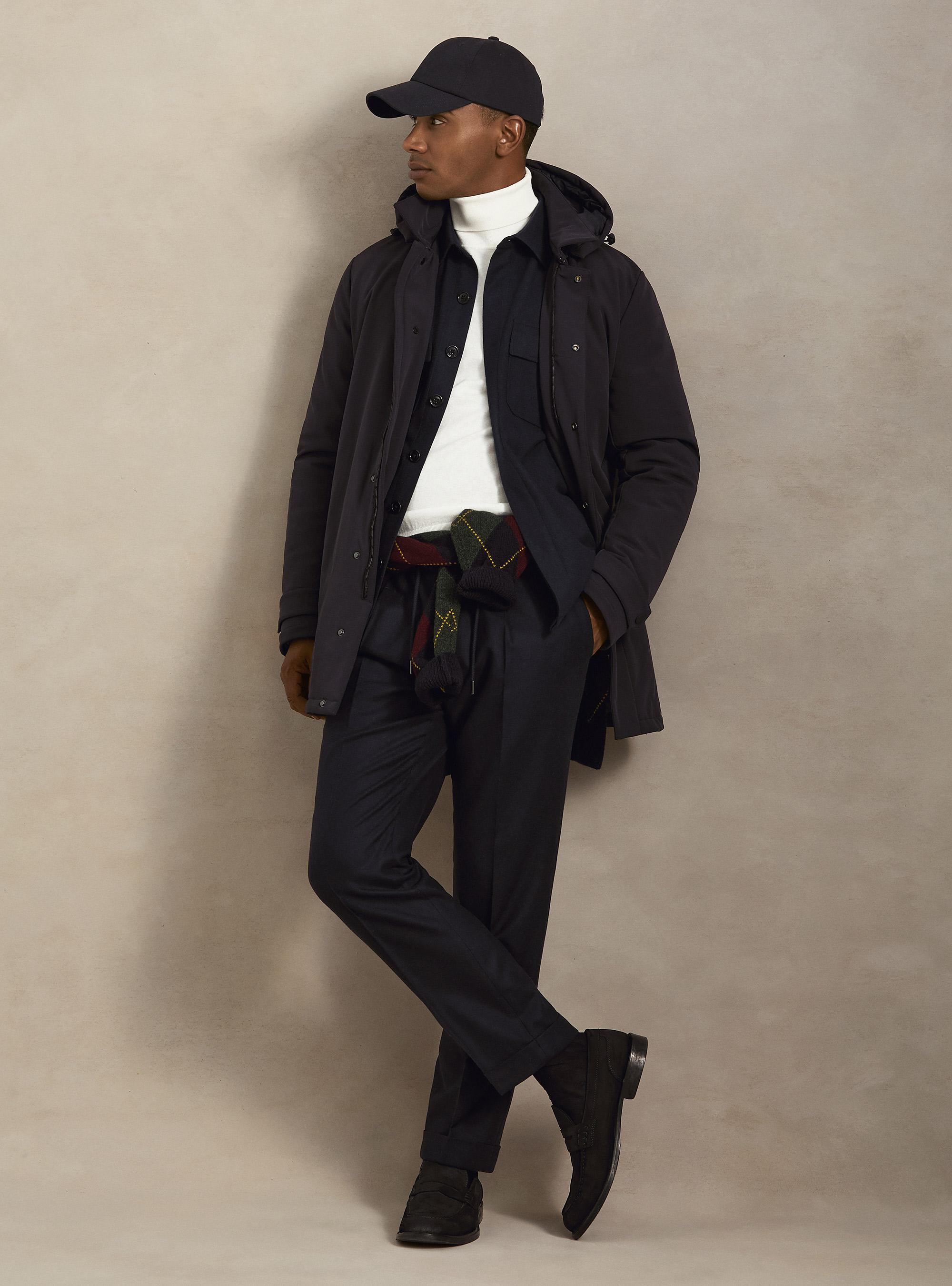 Parka tecnico con cappuccio, BLU NAVY