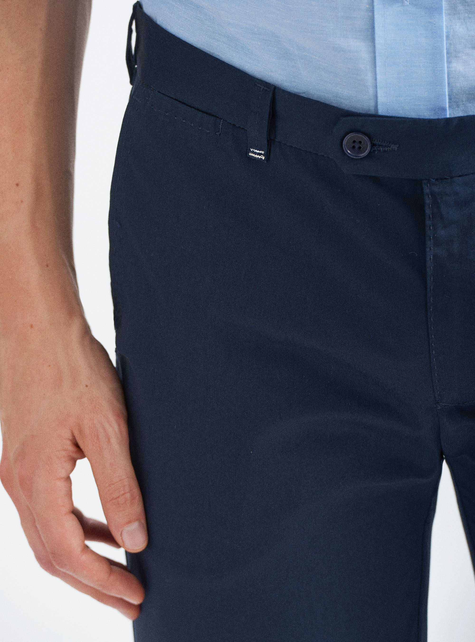 Pantaloni chino in twill di cotone leggero, BLU NAVY