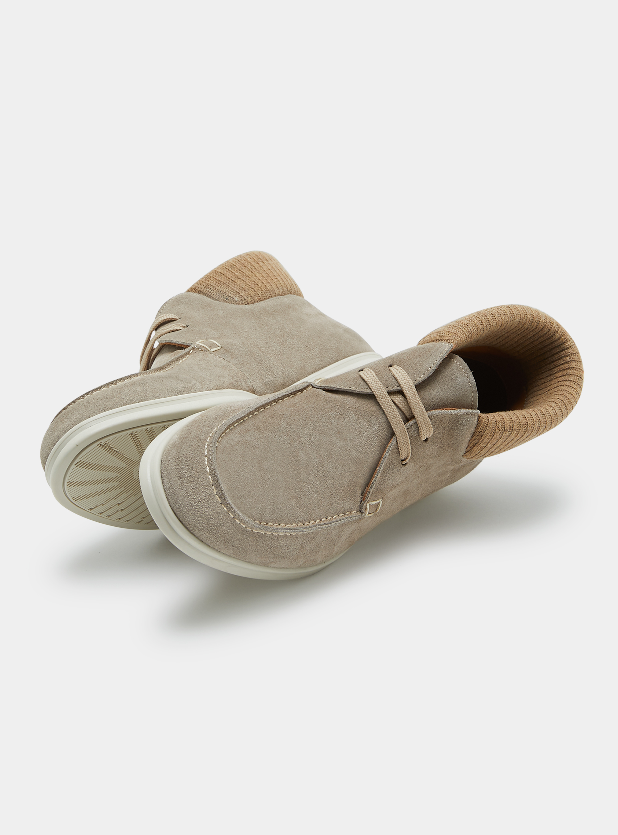 Polacchini in suede con lacci, SABBIA