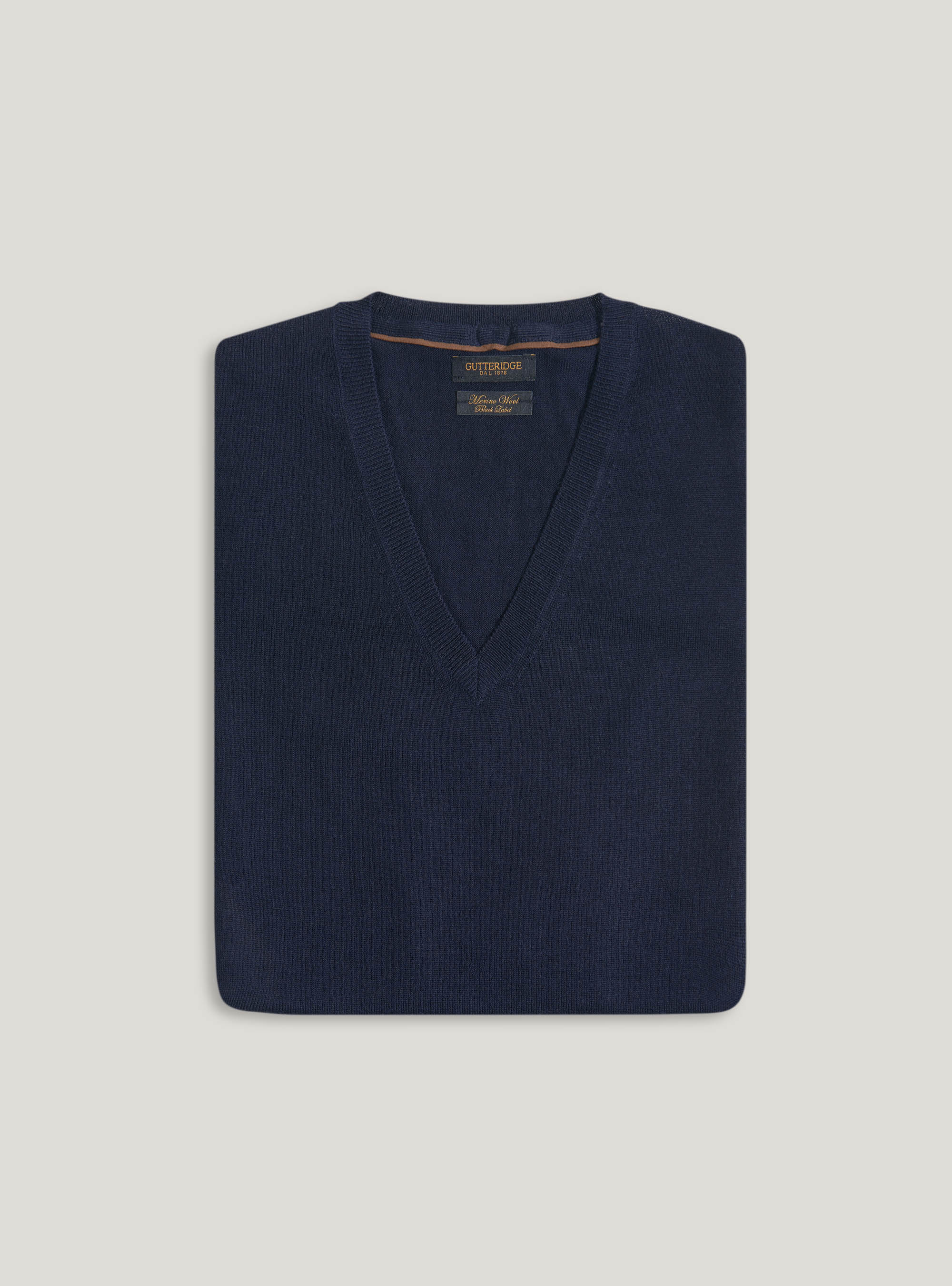 Merino wool V-neck sweater, NAVY BLUE