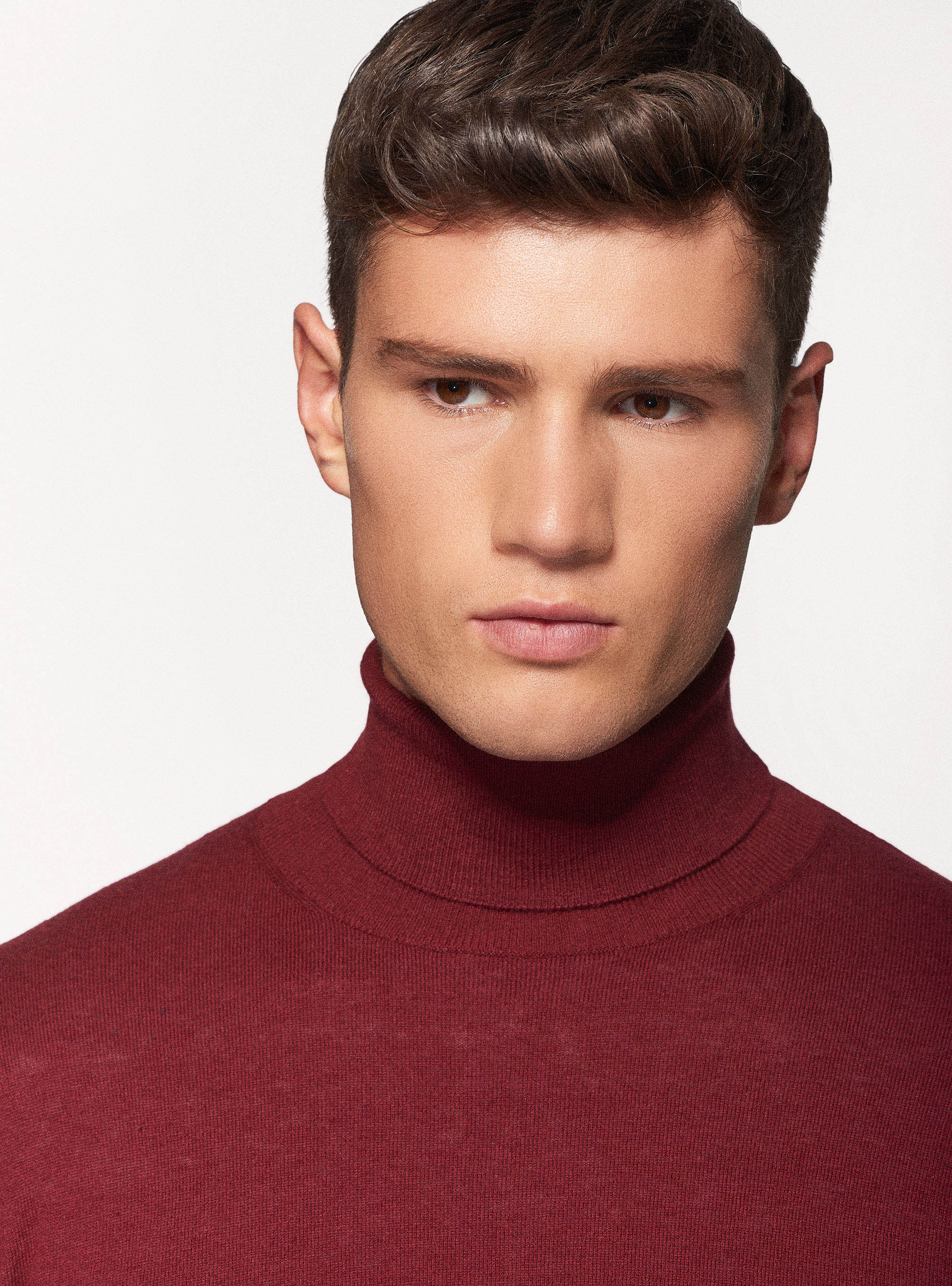 Dolcevita in cotone seta e cashmere, BORDEAUX