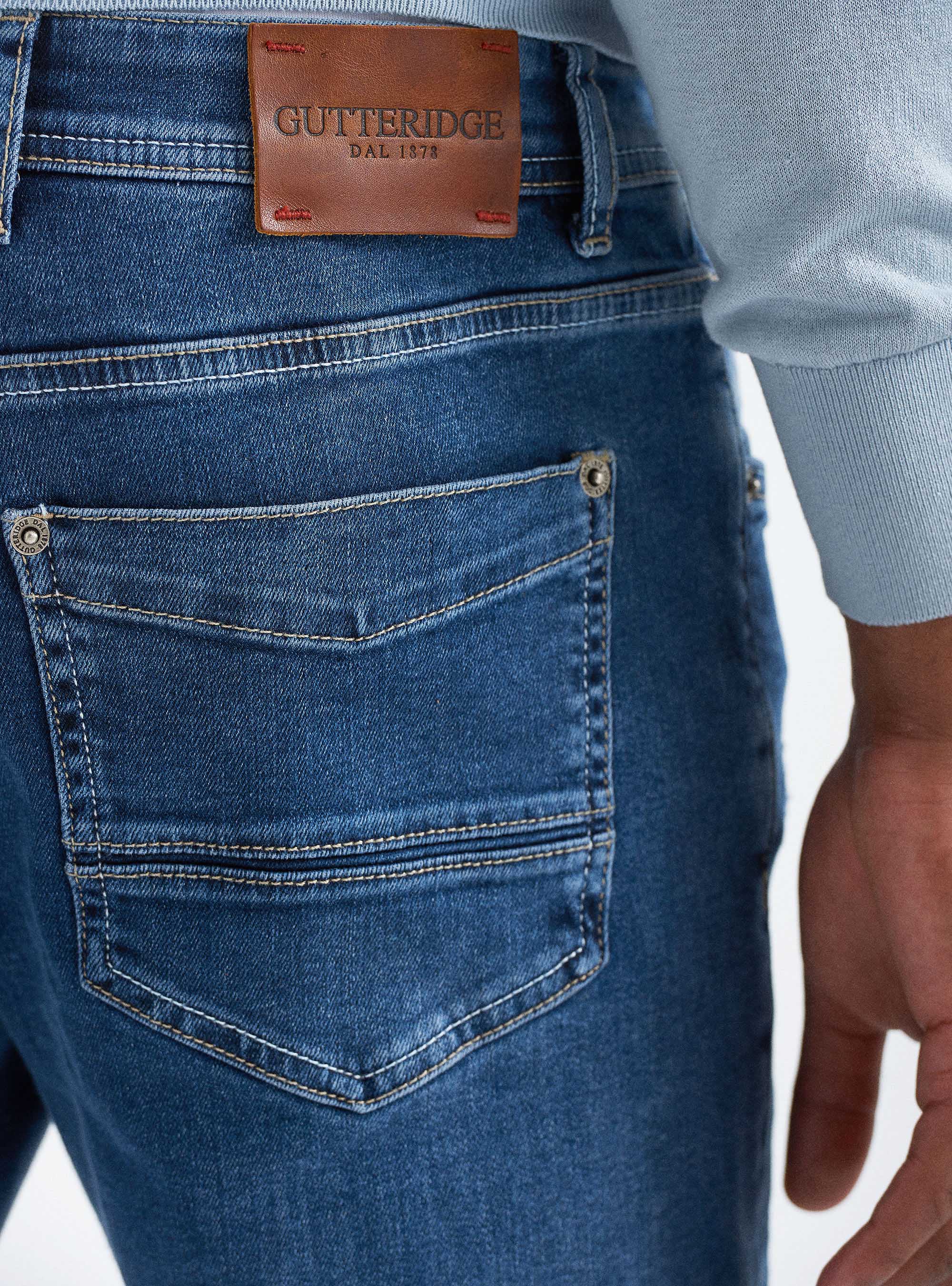 Jeans 5 tasche con rotture, BLU NAVY