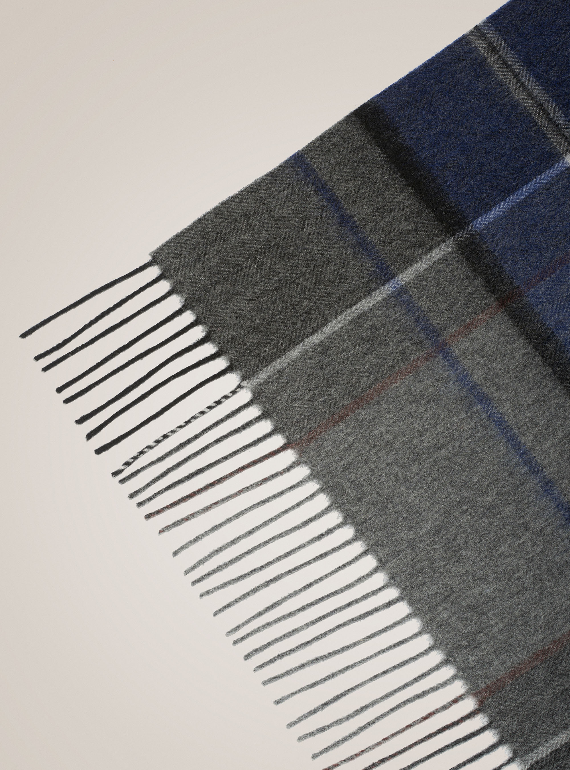 Sciarpa a quadri in lana e cashmere, ASFALTO