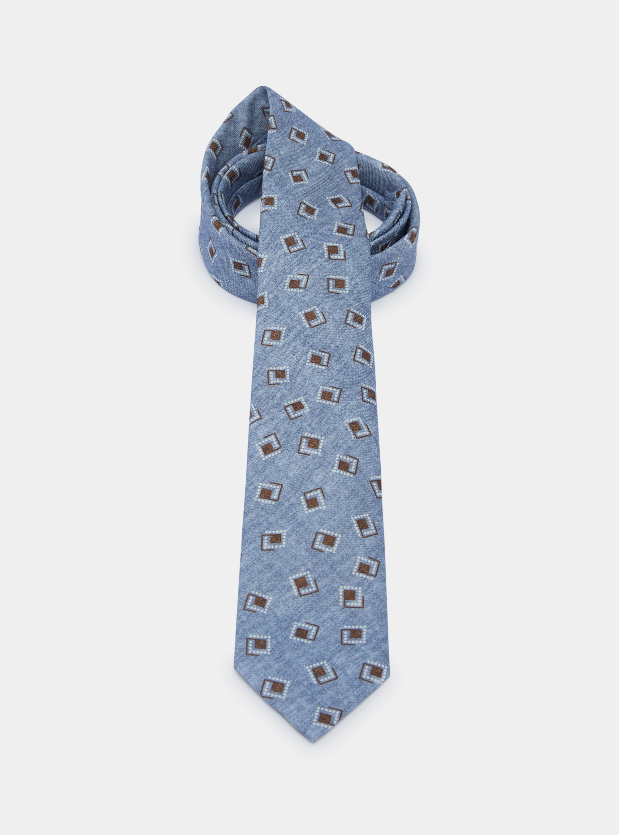 Patterned wool tie, LIGHT BLUE