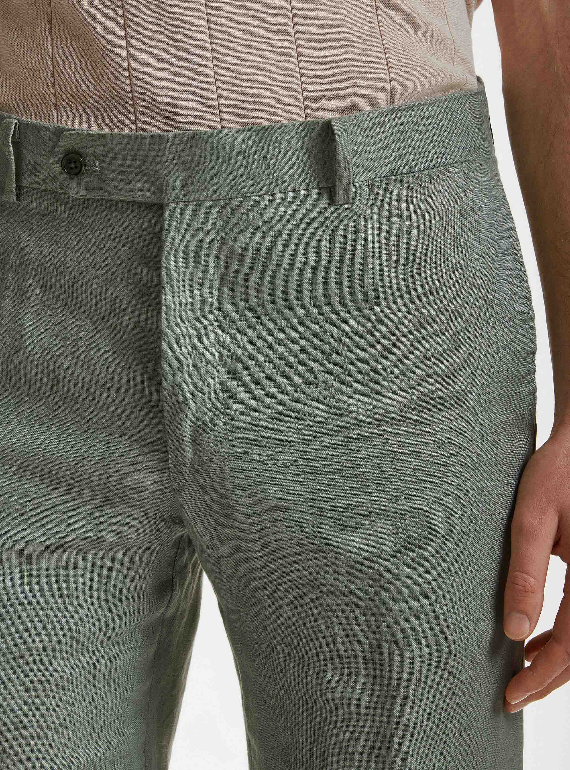 Pure linen suit trousers, SALVIA 0602C