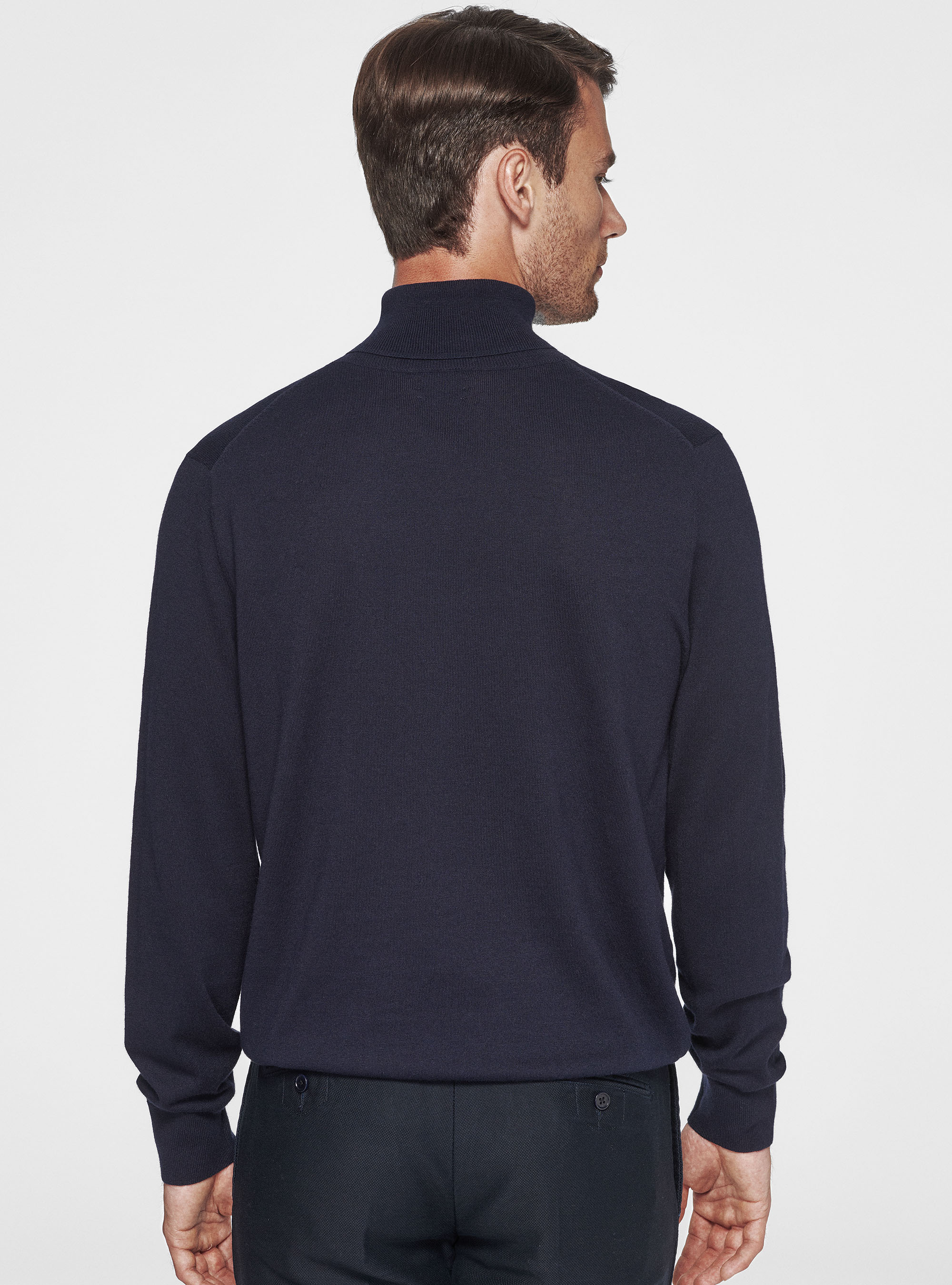 Cuello alto de seda y cachemira de algodón, AZUL MARINO