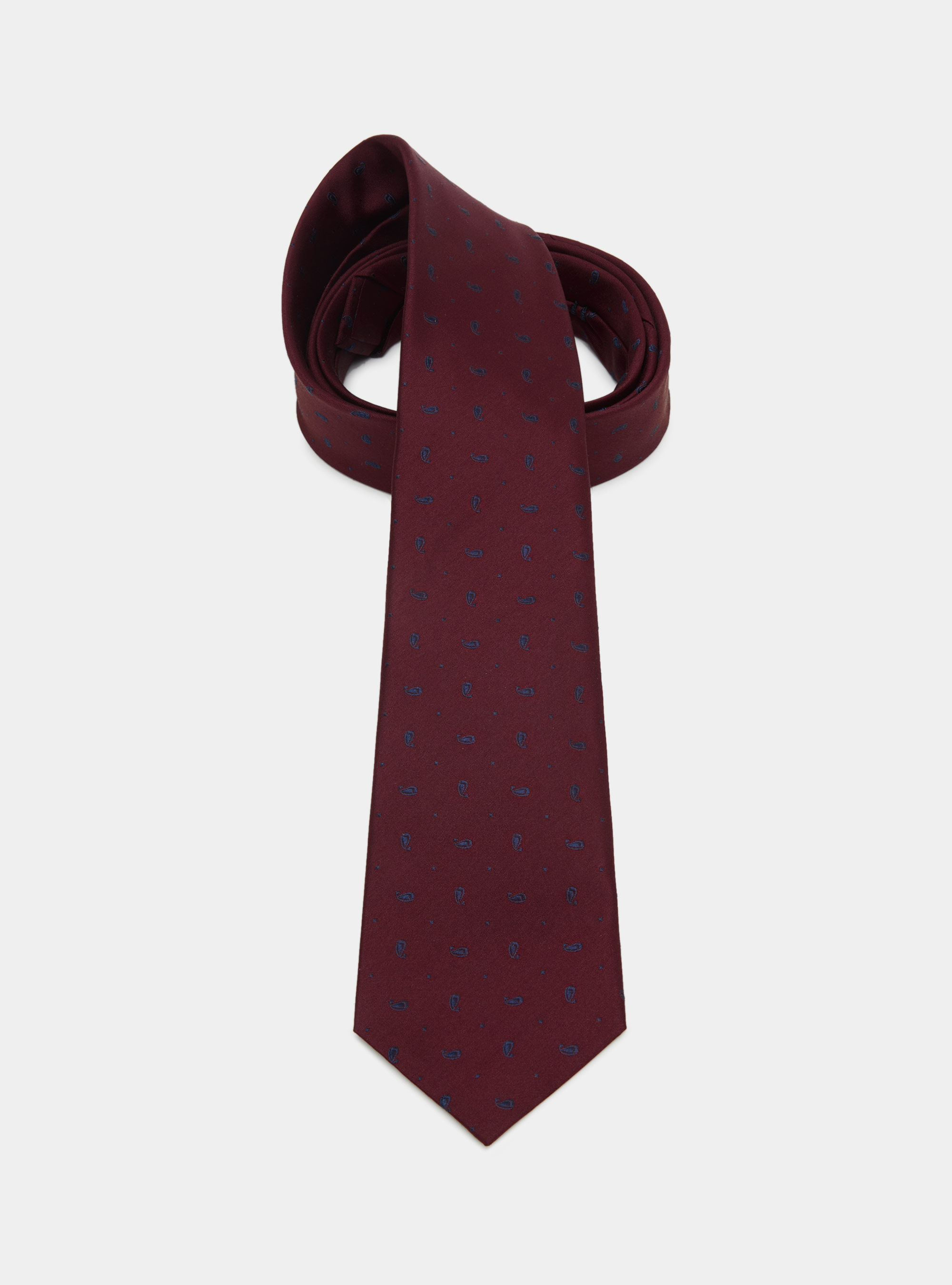 Cravatta in seta jacquard motivo paisley, BORDEAUX/NAVY BN02
