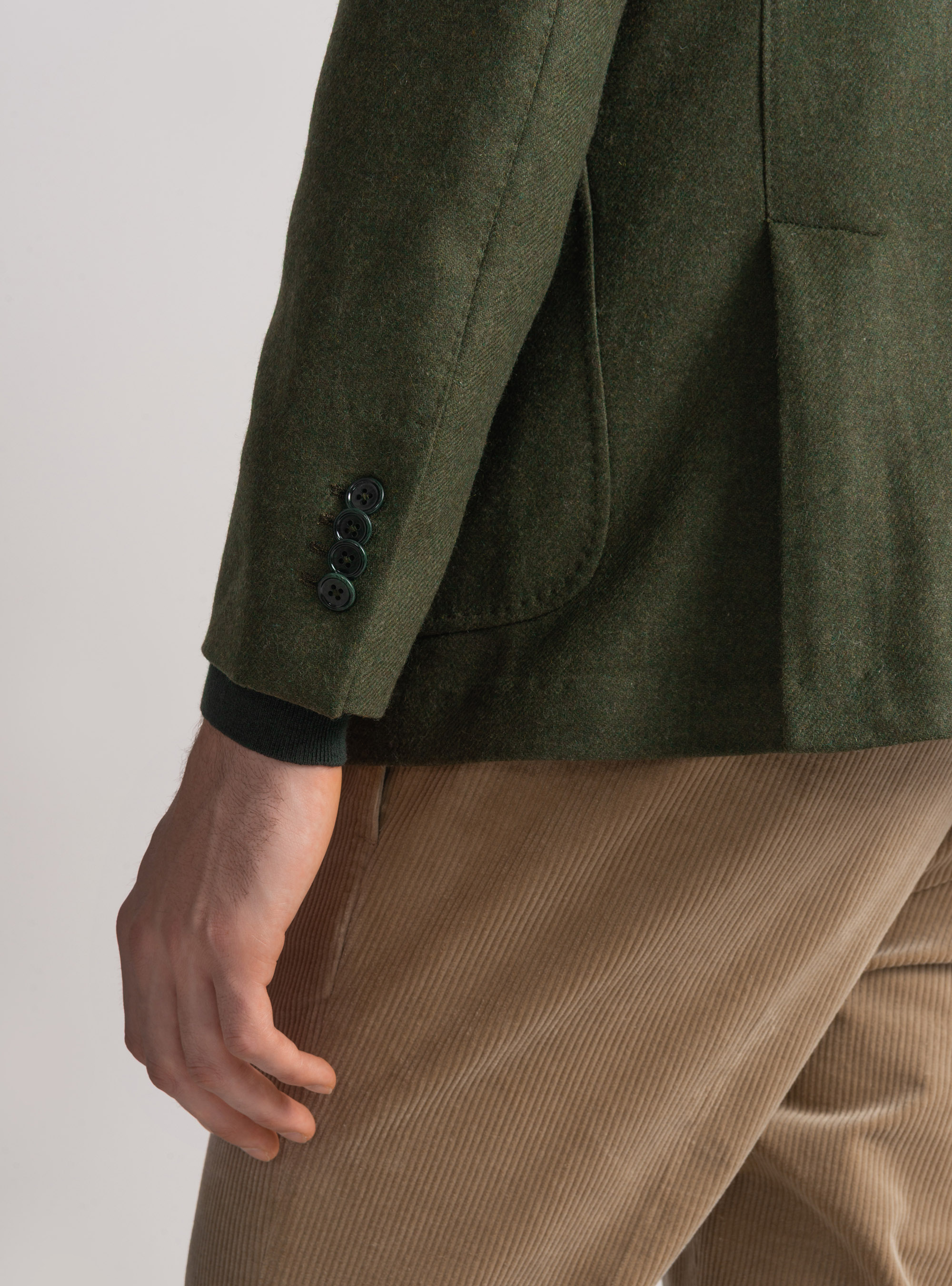 Giacca doppiopetto in flanella di lana, VERDE