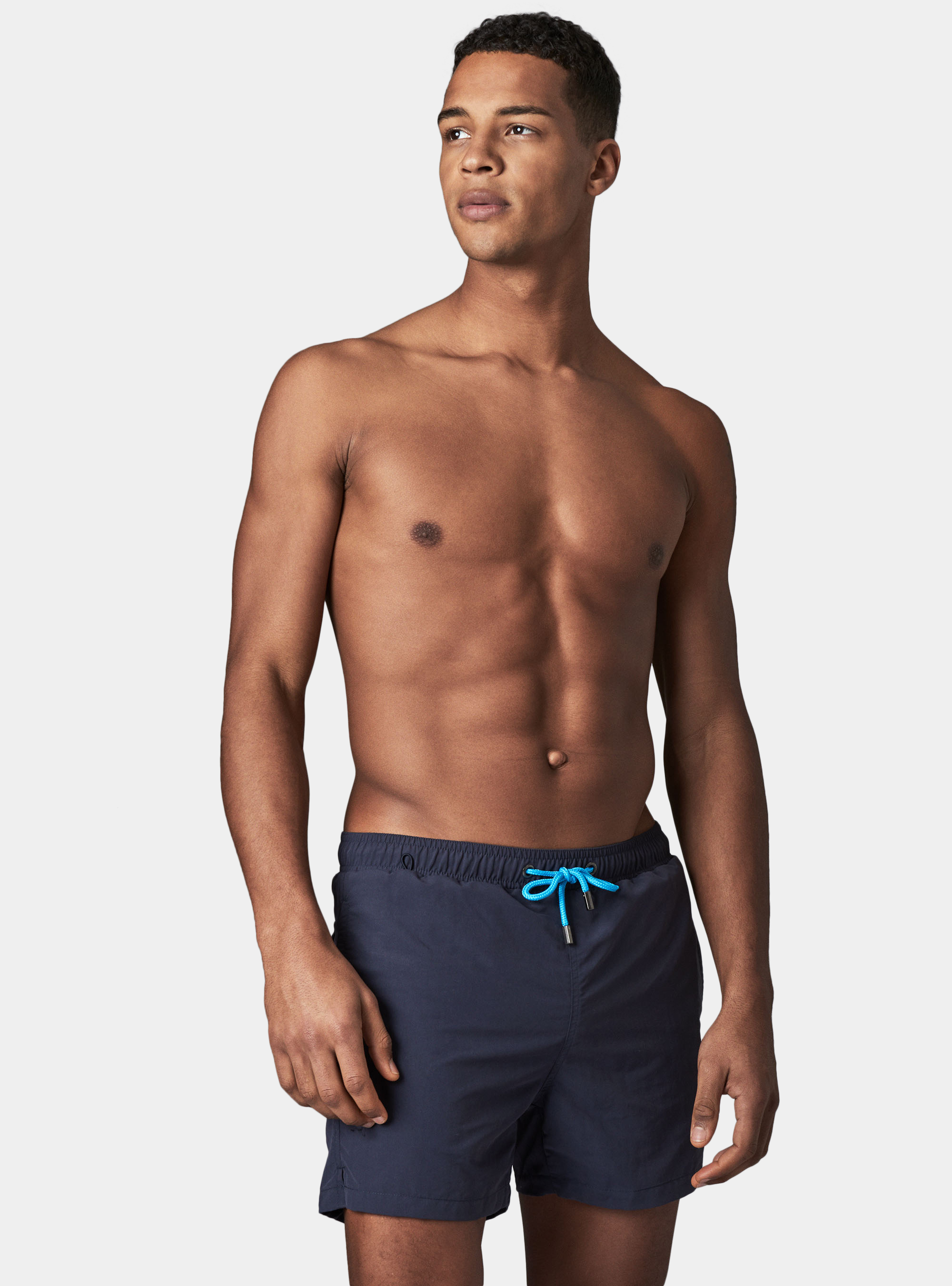 Basic solid colour swimsuit, NAVY BLUE