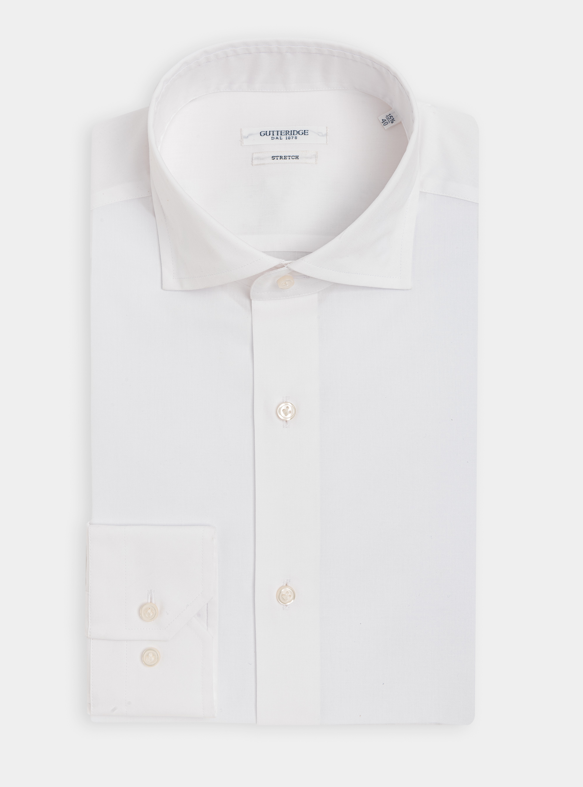 Camicia slim fit in popeline di cotone stretch, BIANCO