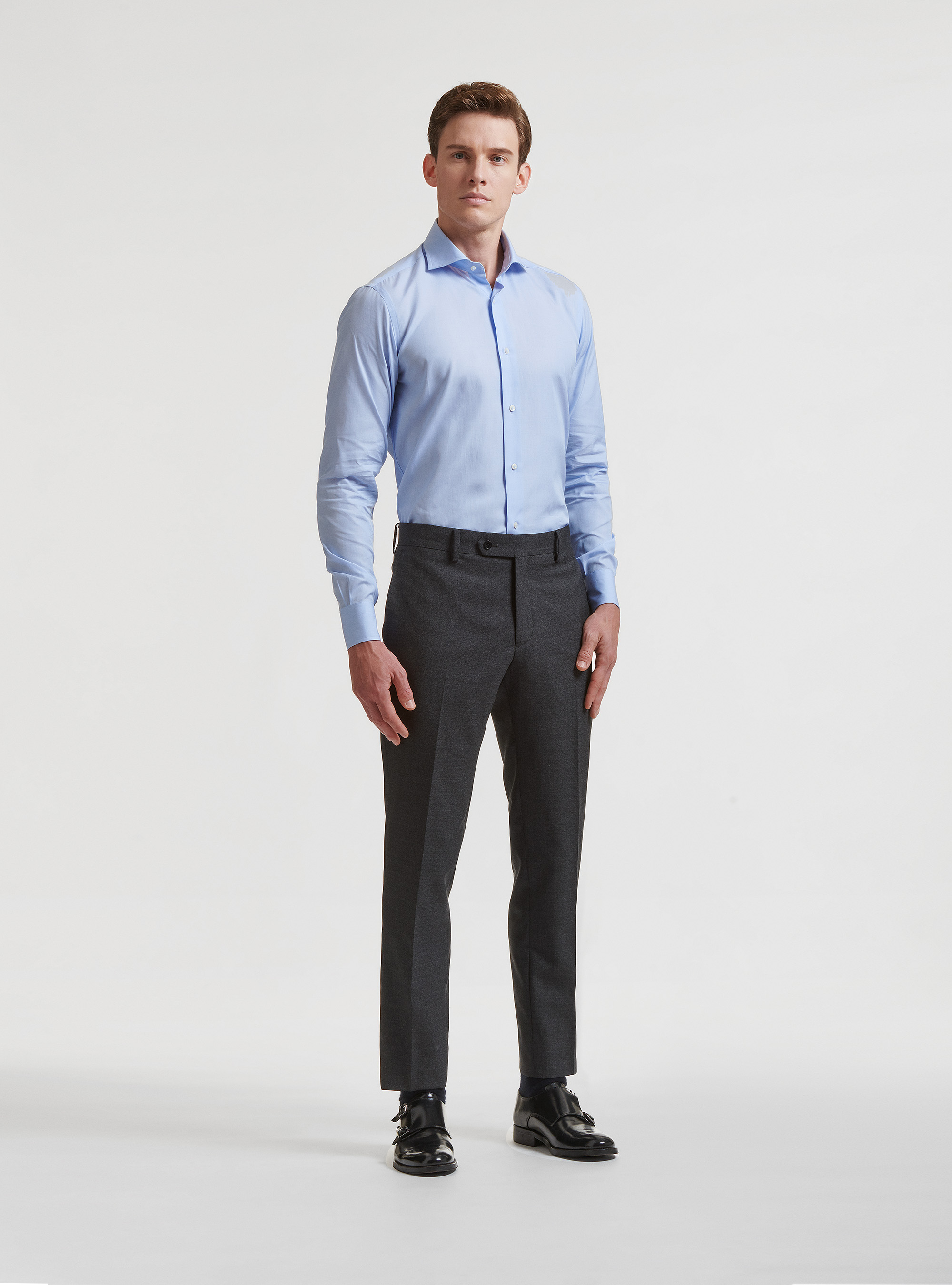 Pantaloni per abito in pura lana Vitale Barberis Canonico, ASFALTO