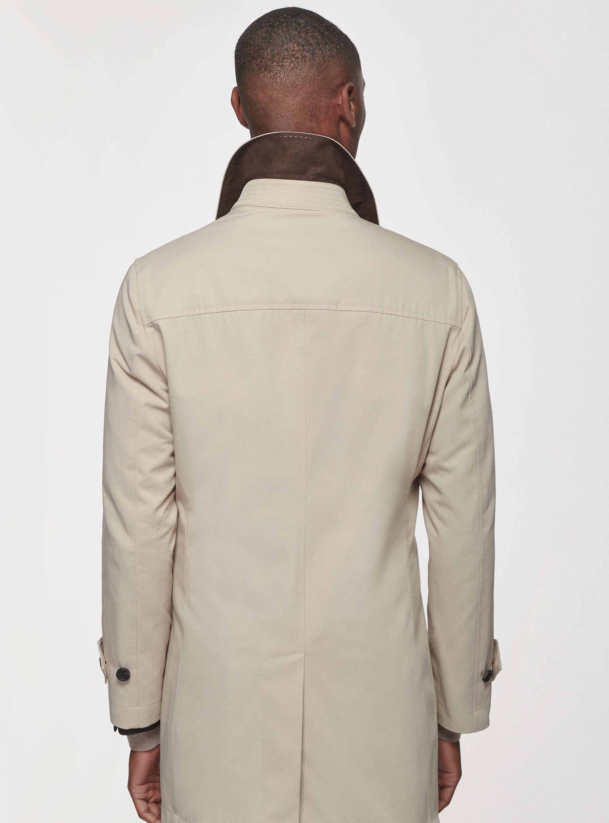 Impermeabile monopetto in tessuto idrorepellente, SABBIA