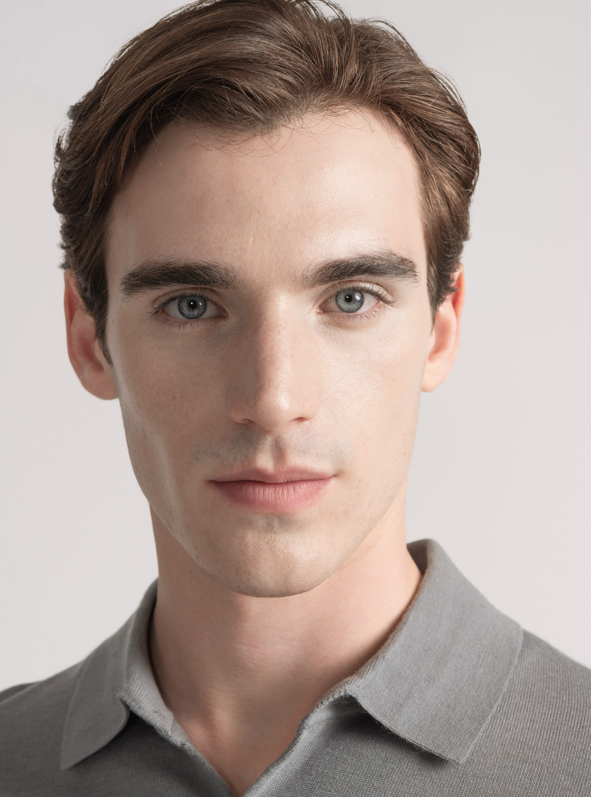 Polo camicia in maglia lana merino extrafine, GRIGIO CHIARO