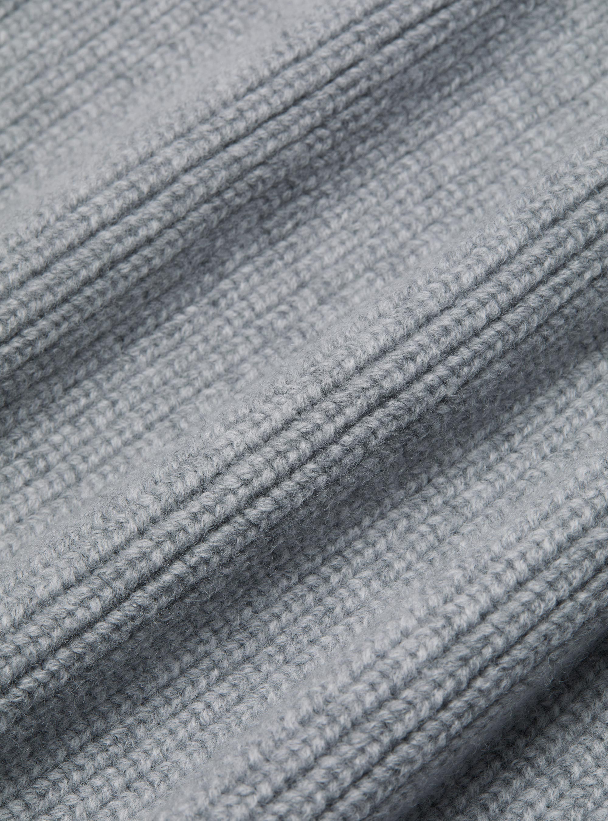 Cardigan in maglia sciallata in pura lana merino, GRIGIO MELANGE 0151C