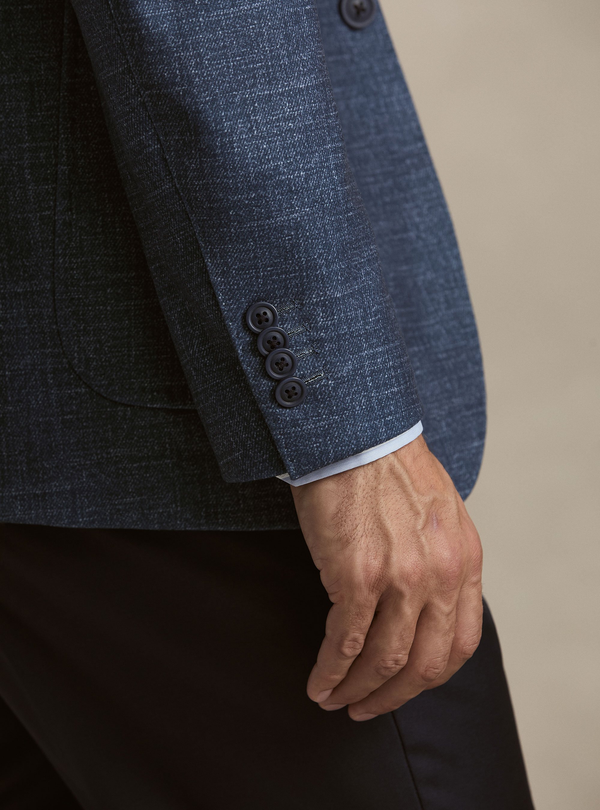 Single-Breasted Printed Wool Blazer, 0243C DENIM