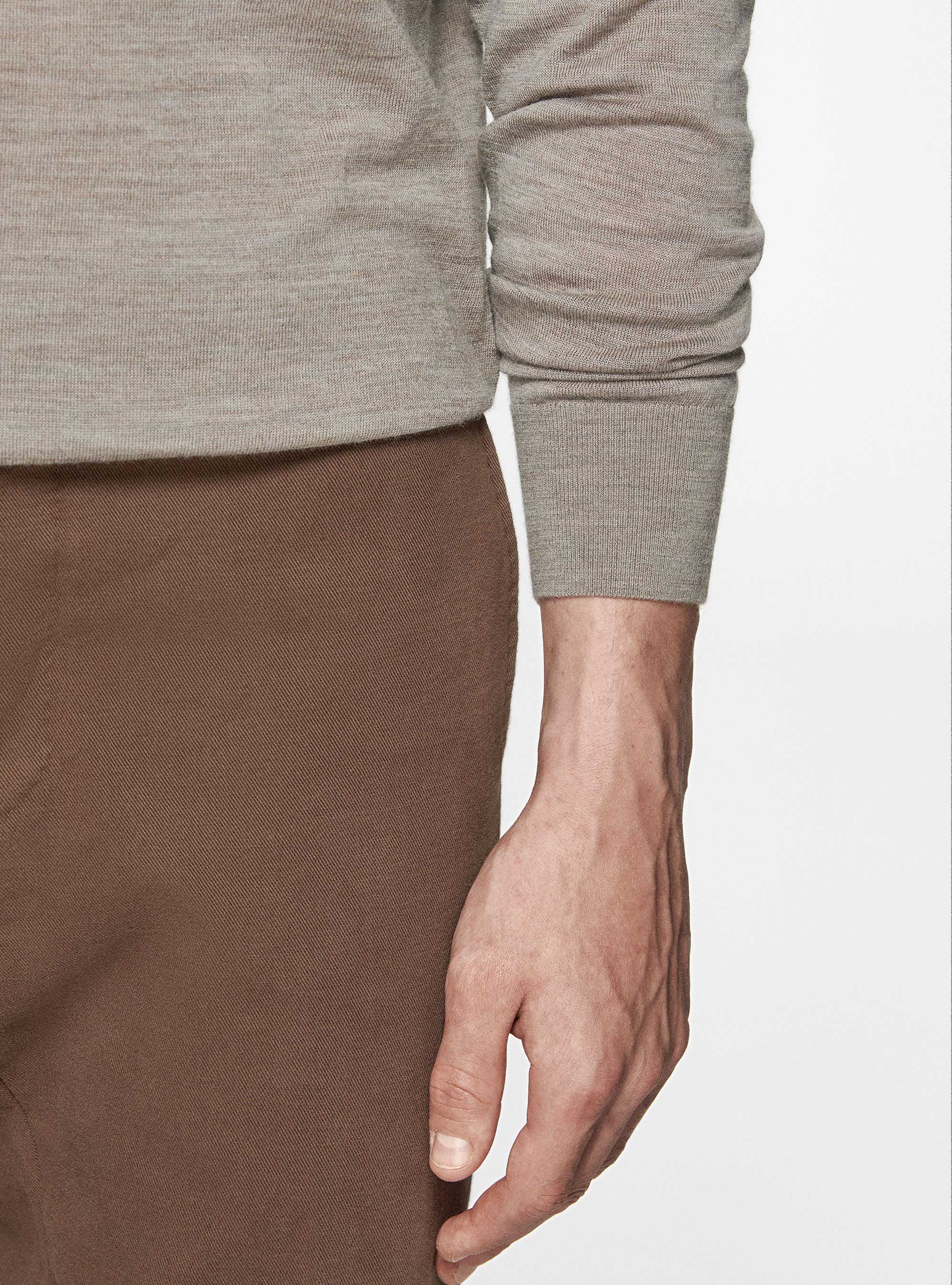 Maglia a polo in pura lana merino extrafine, FANGO