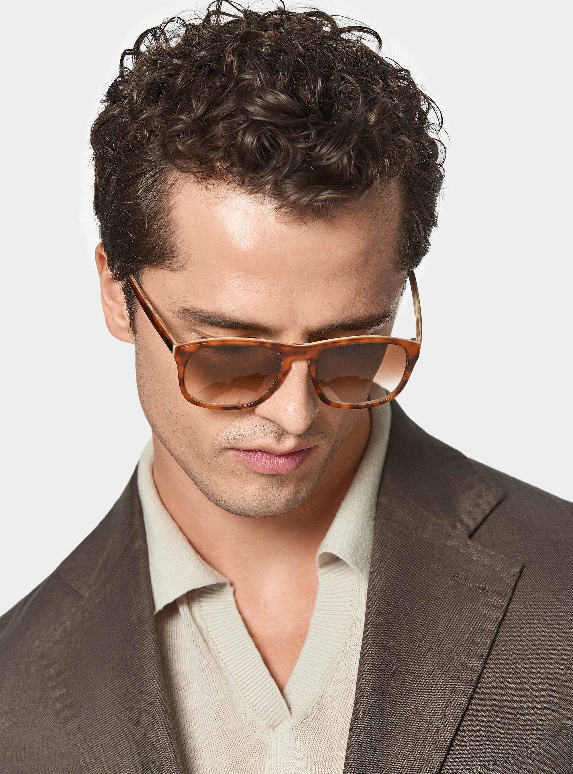 Pure linen suit blazer, BROWN