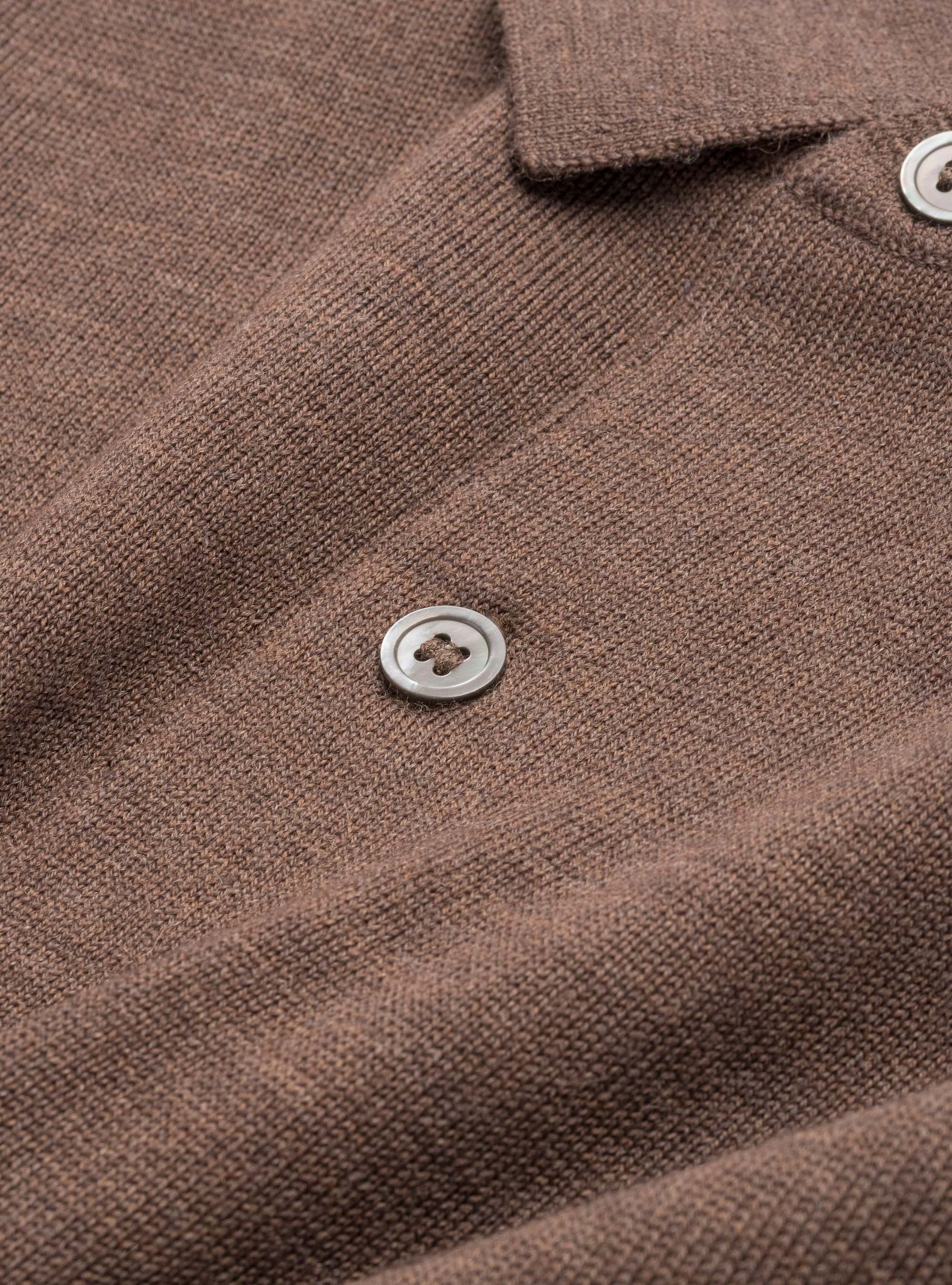 Knitted polo shirt in pure extra-fine merino wool, MUD