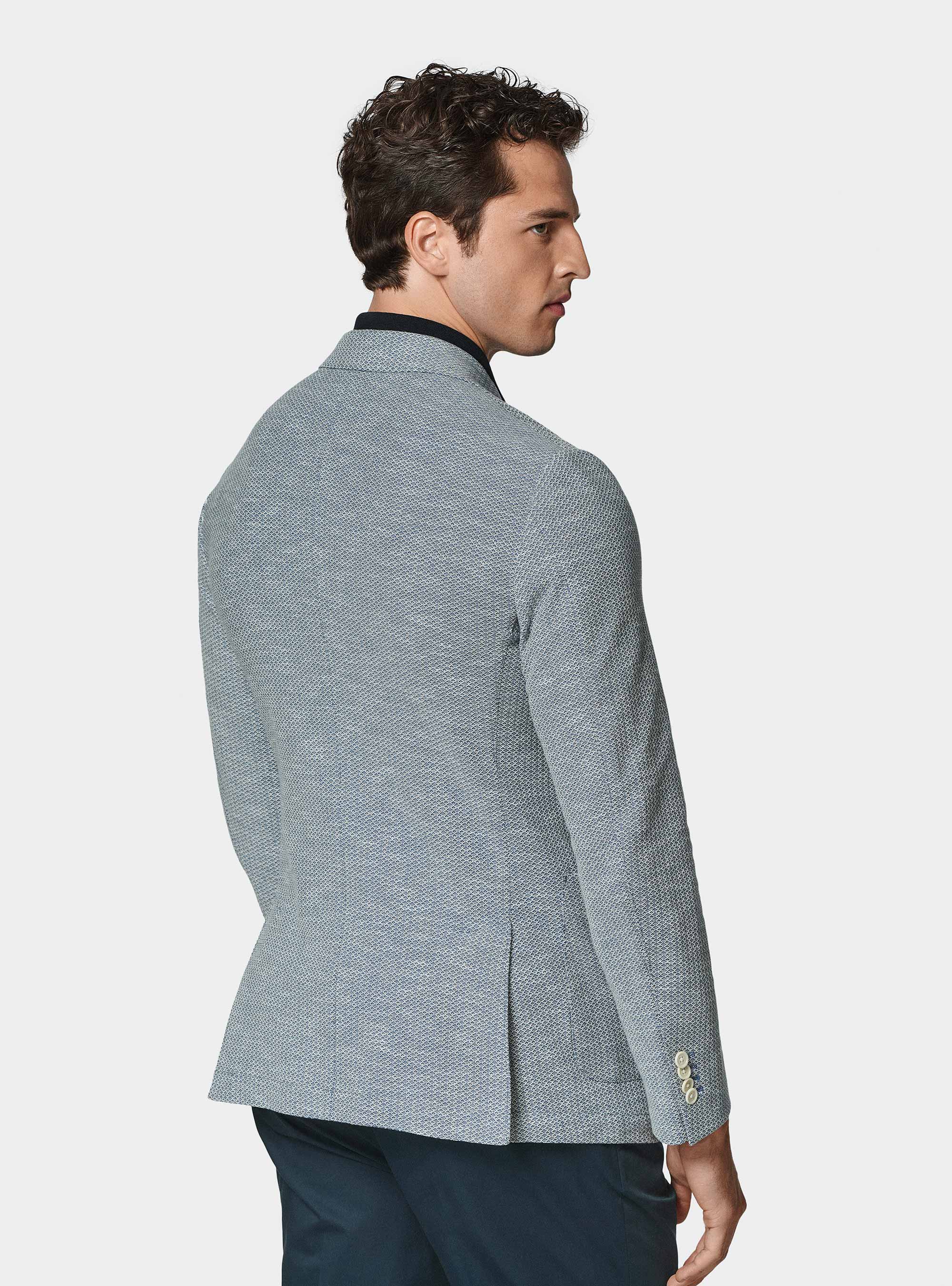 Giacca in jersey di cotone e lino, BLU