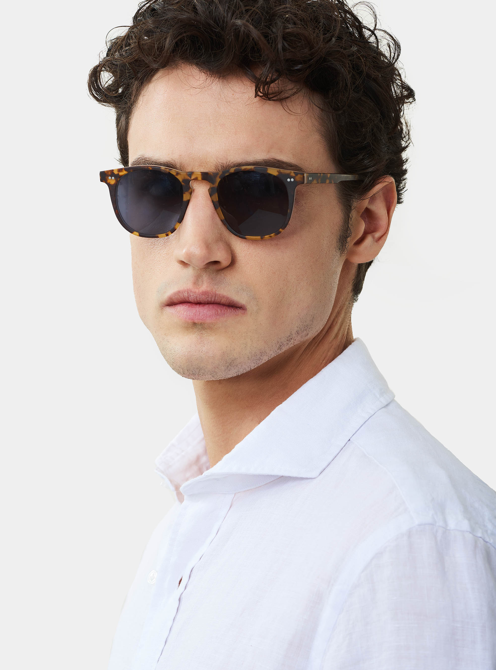 Camicia slim 100% lino delavè, BIANCO