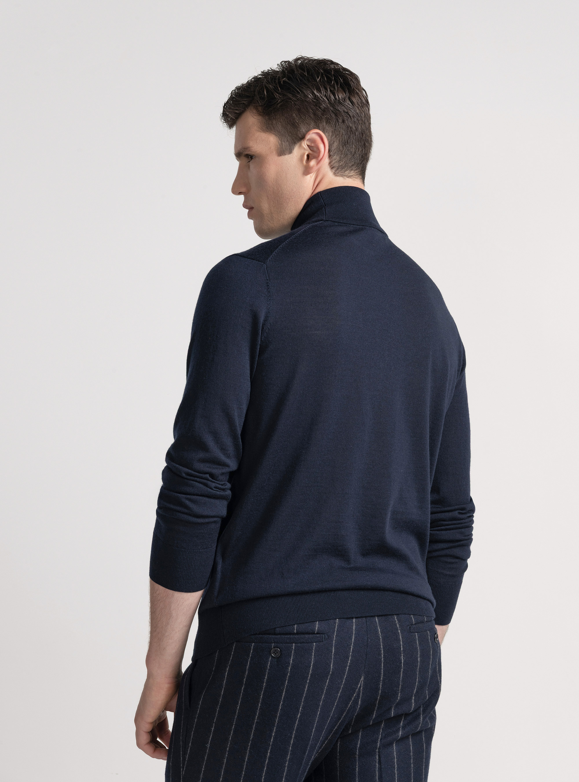 Cuello alto de pura lana merina extrafina, AZUL MARINO