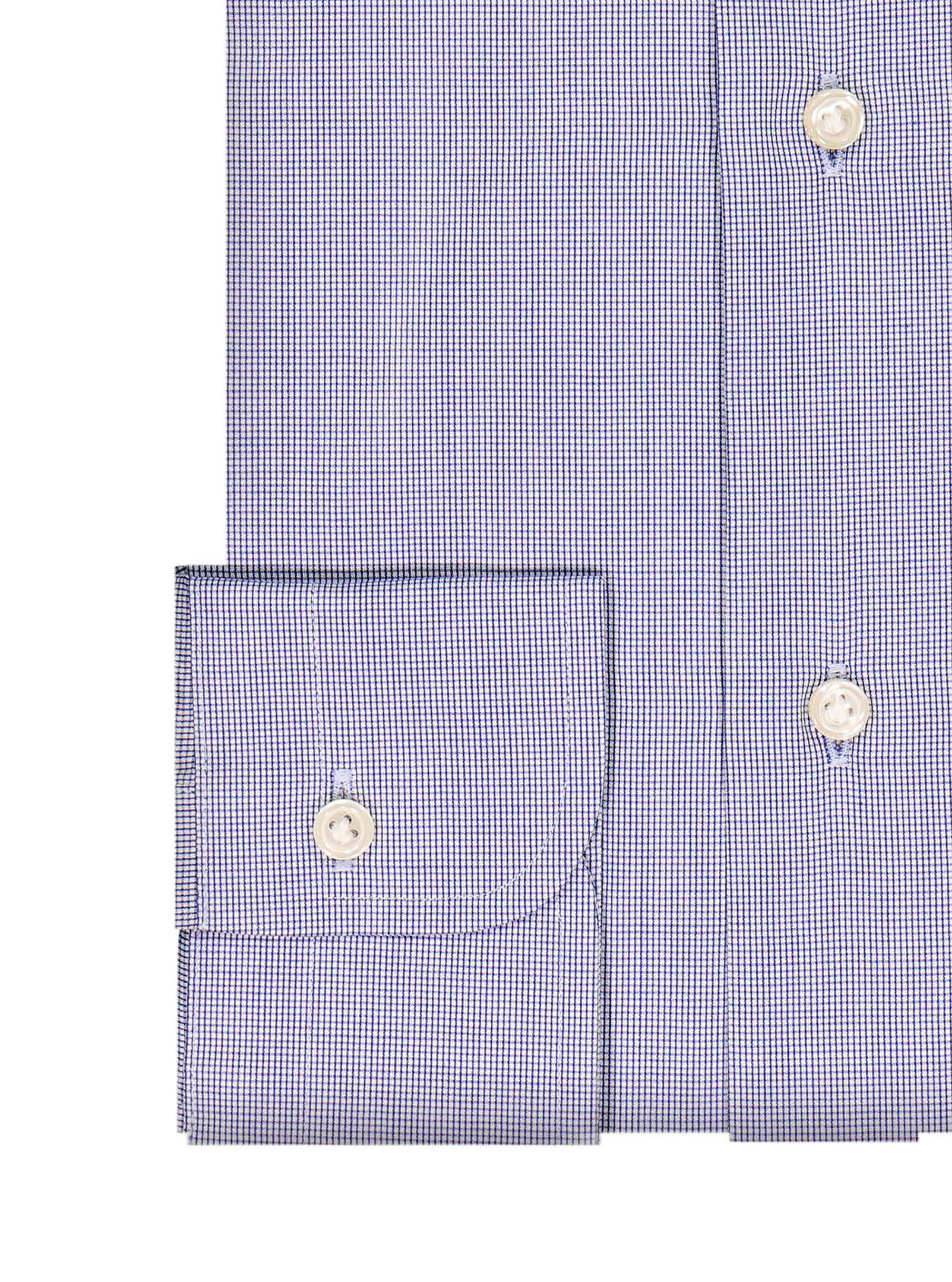 camicia collo francese micrquadretto, BLUE