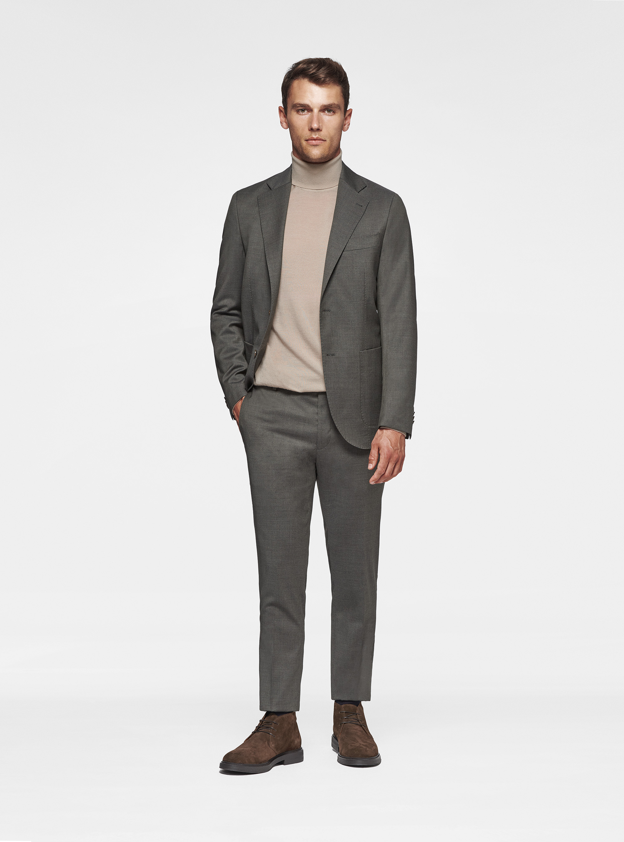 Pantaloni per abito in pura lana superfine 110's Reda, VERDE