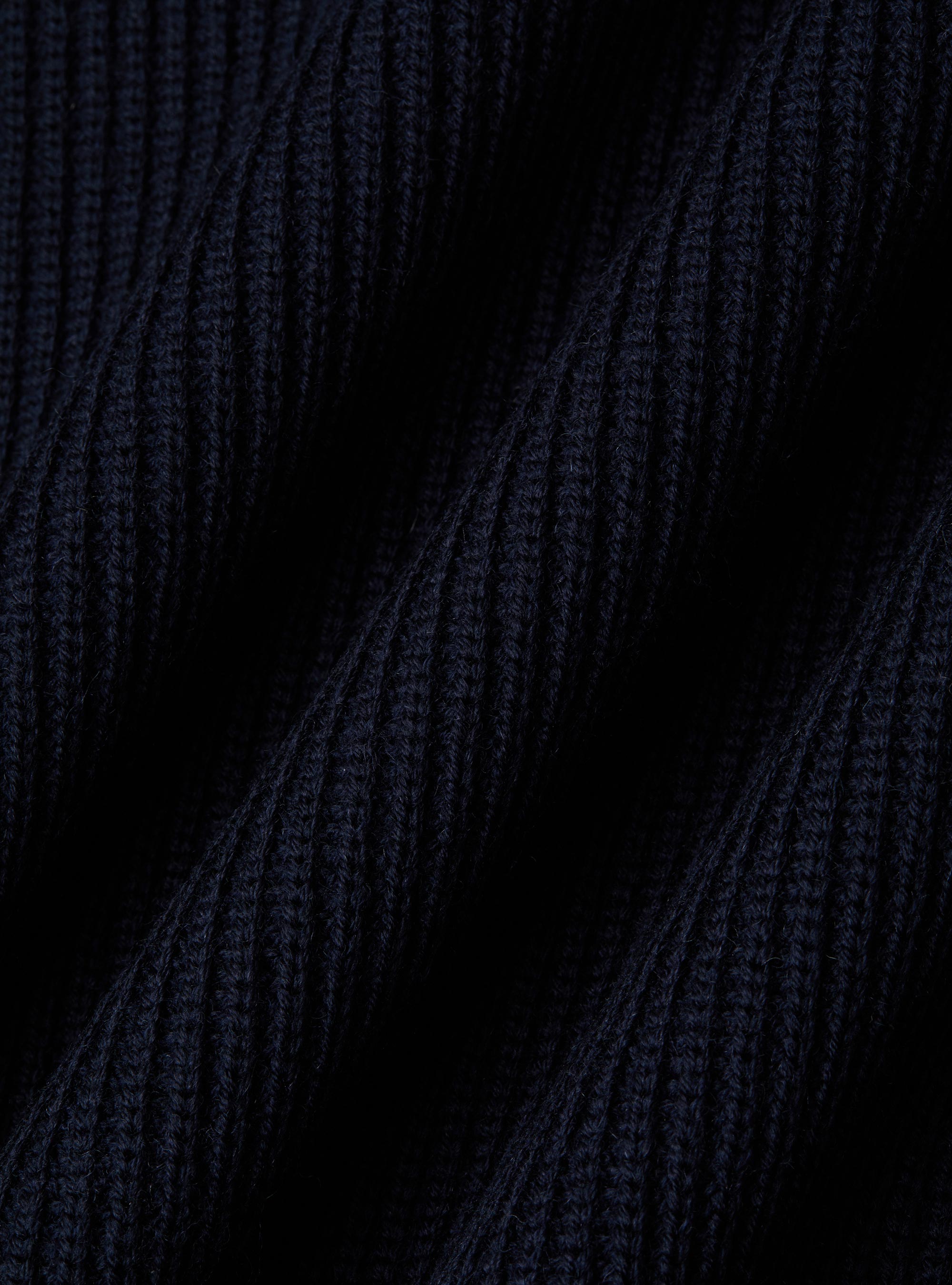 Half-zip ribbed wool and cotton sweater, NAVY BLUE