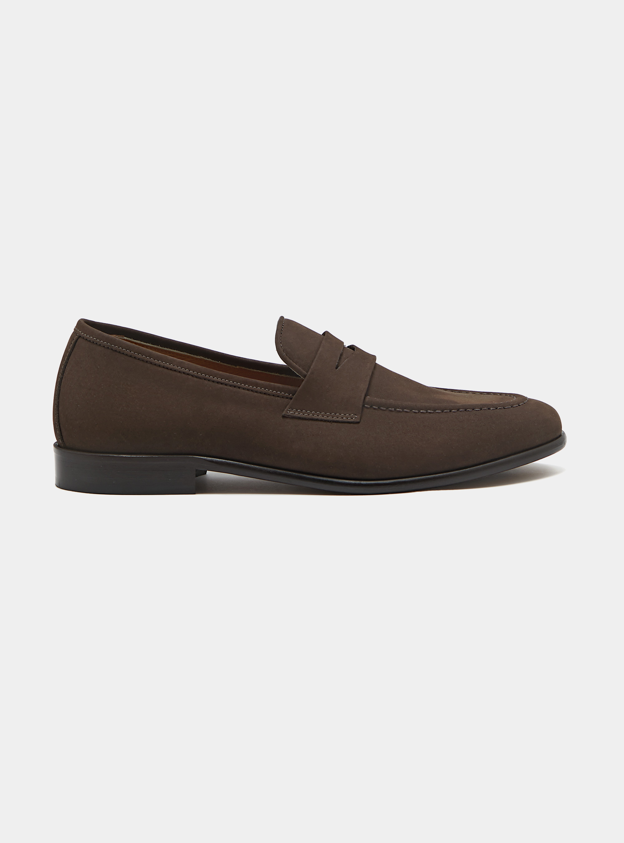 Nubuck loafers, BROWN