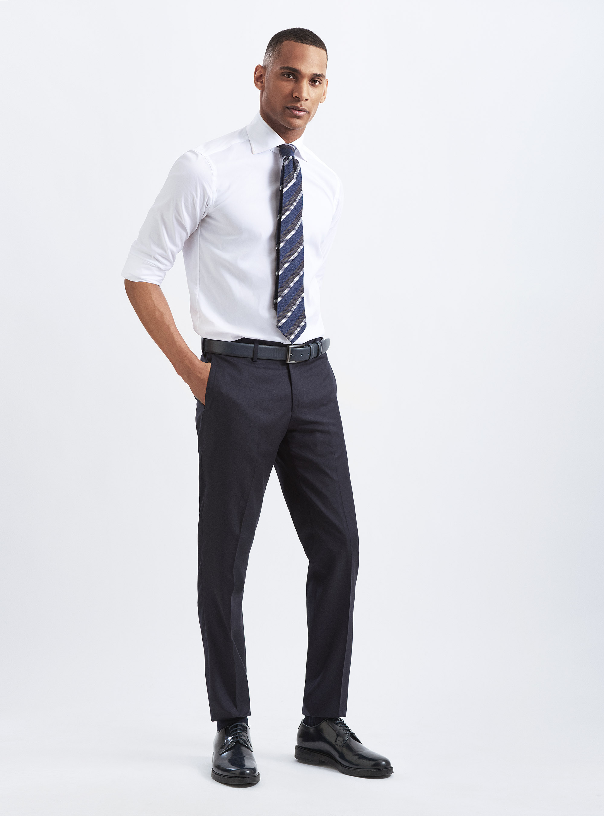 Pantaloni per abito in pura lana 110's, BLU NAVY