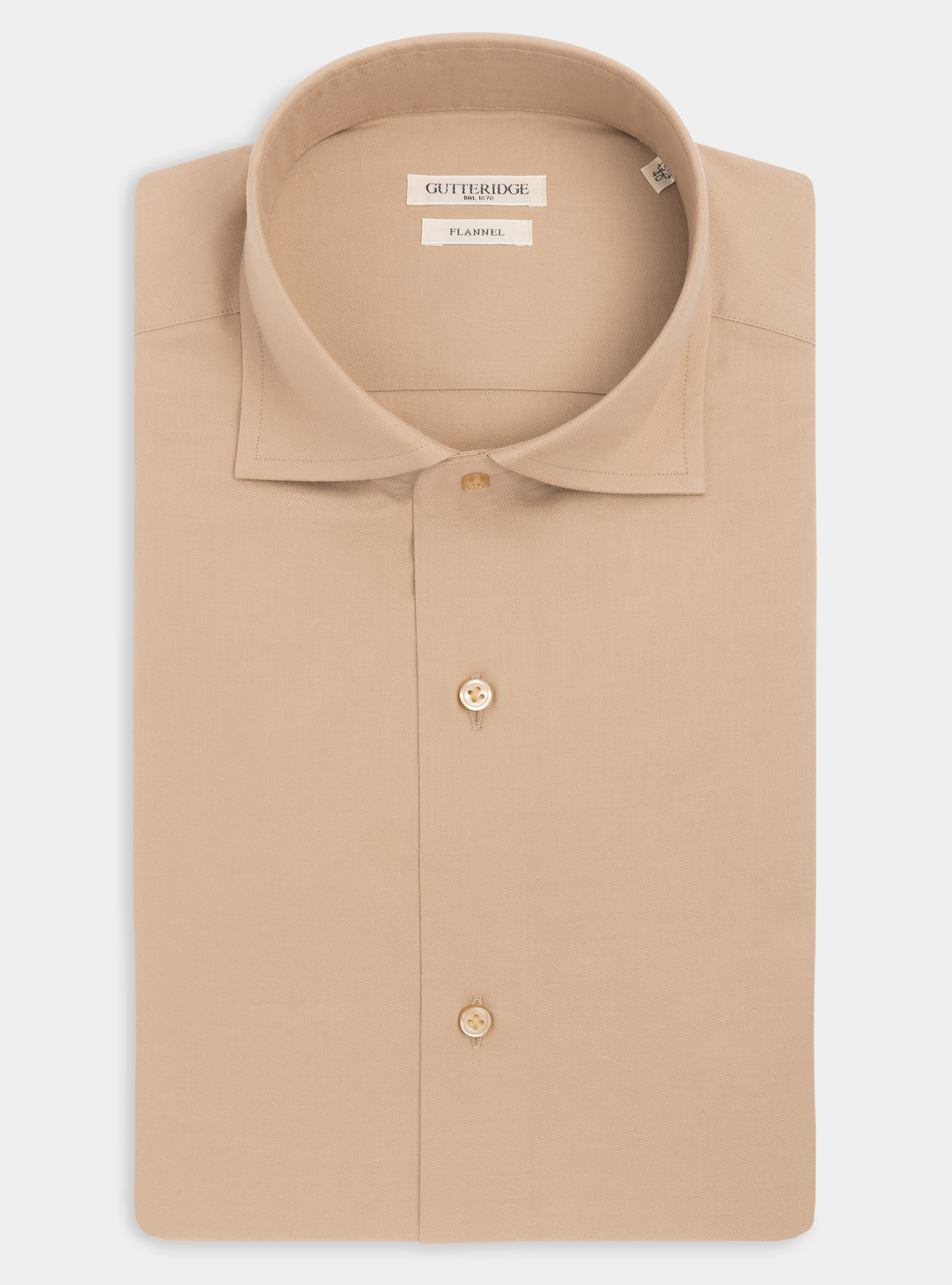 Camicia in flanella unita di cotone, SABBIA