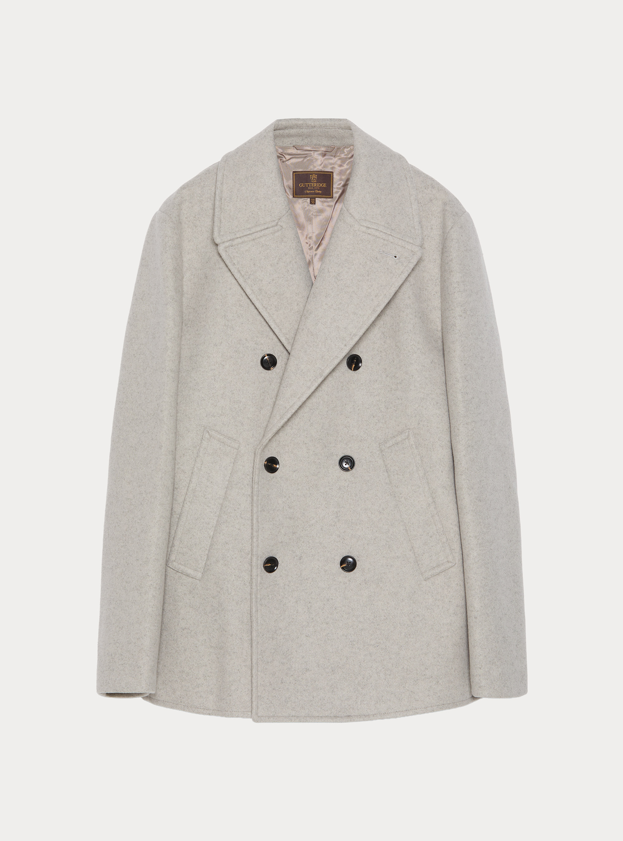 Peacoat doppiopetto tinta unita, ECRU