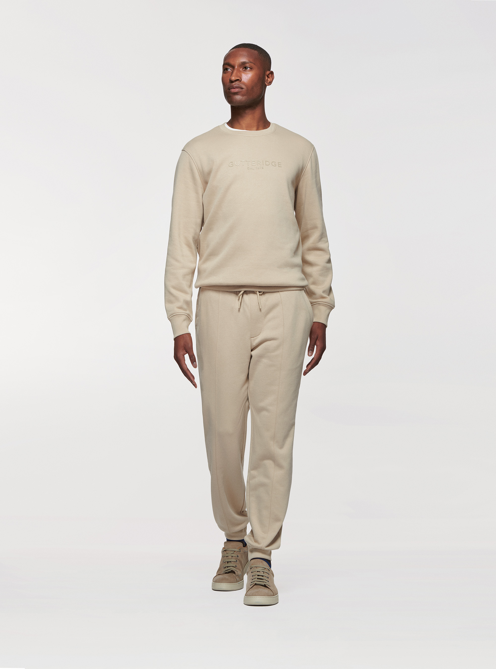 Branded round-neck sweatshirt, ECRU