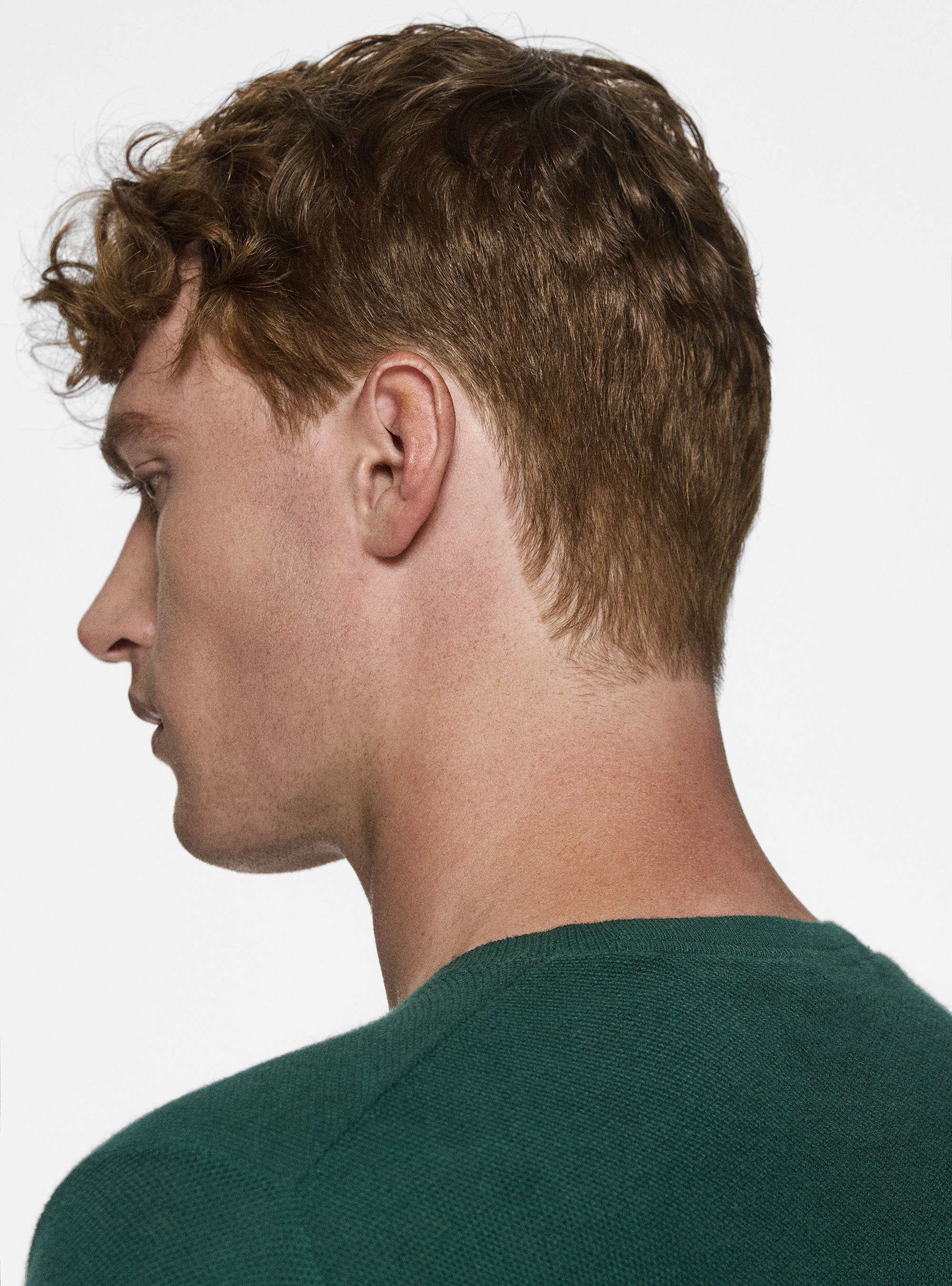 Maglia girocollo nido d'ape in cotone cashmere, VERDE