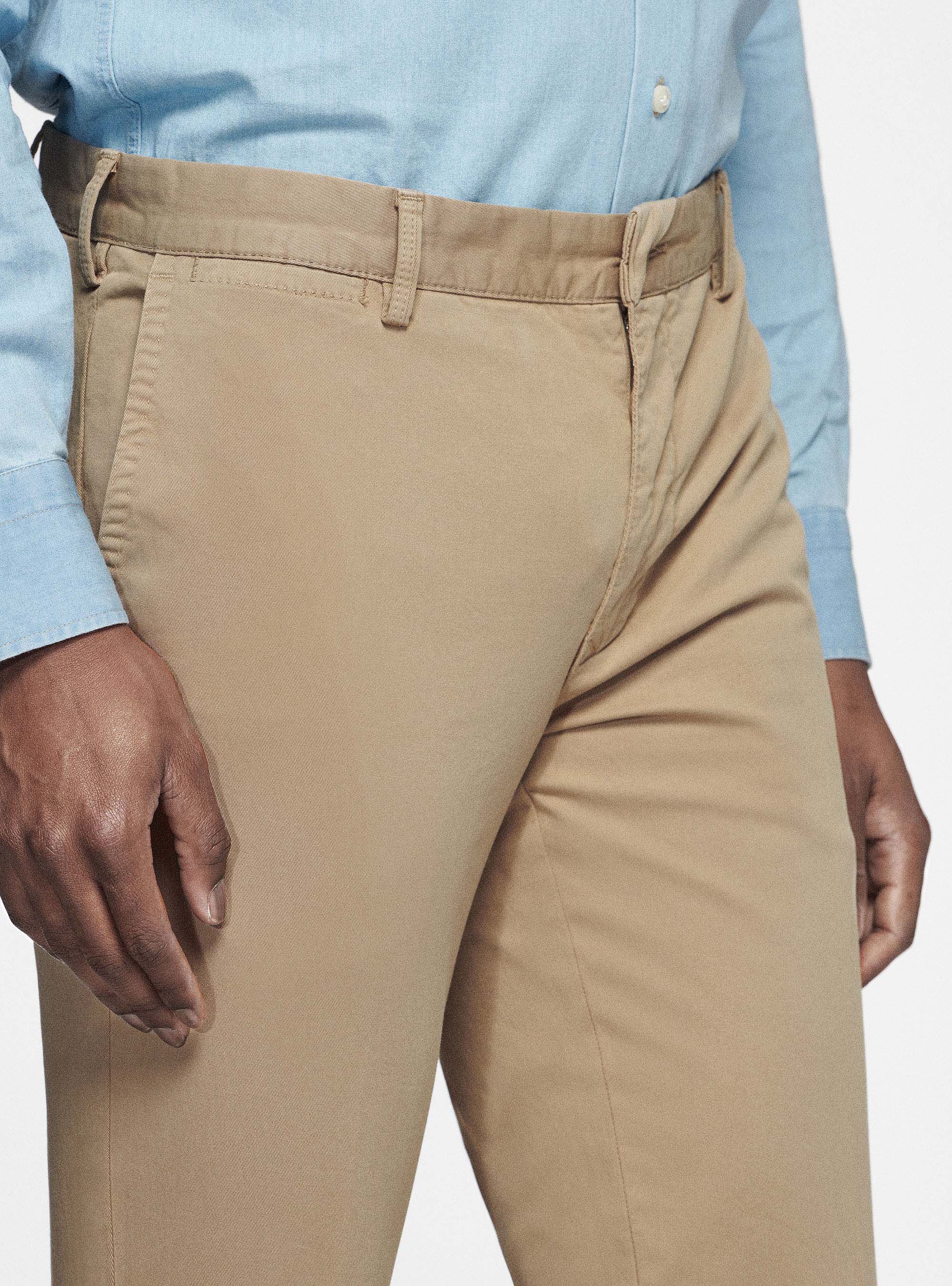 Pantaloni chino slim fit in twill stretch, FANGO