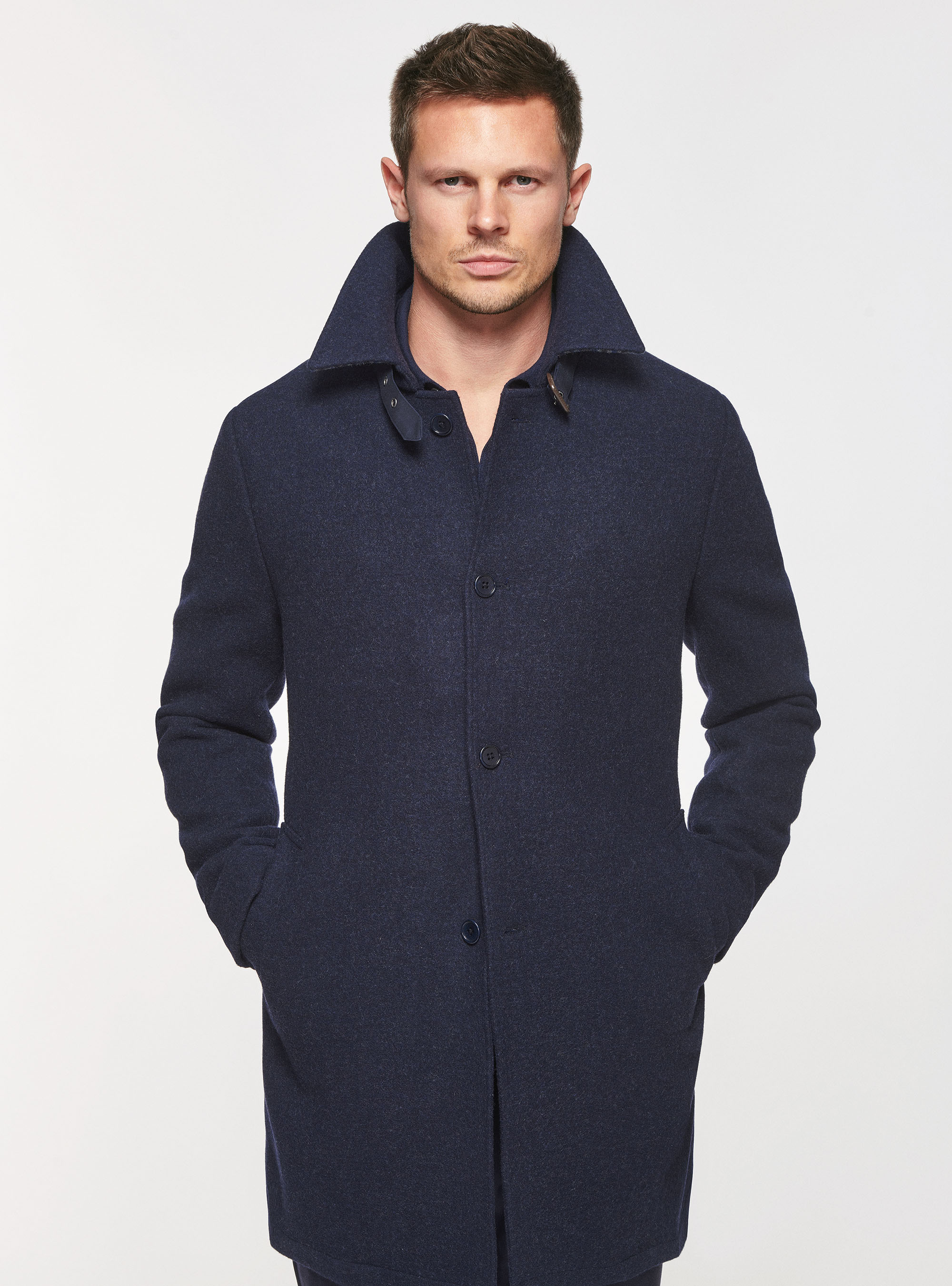 Pure wool coat, NAVY BLUE