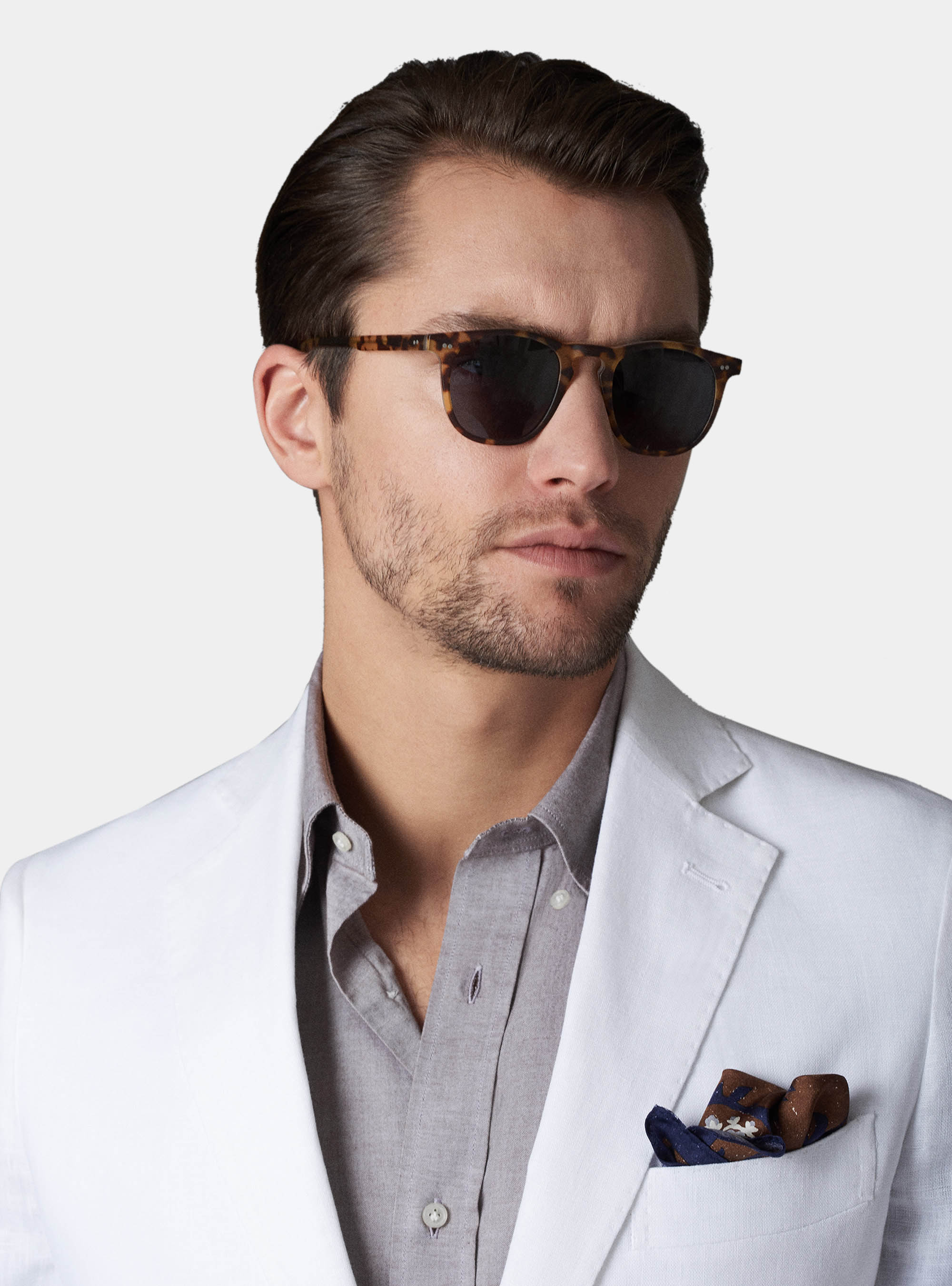 Fine twisted linen suit blazer with patch pockets