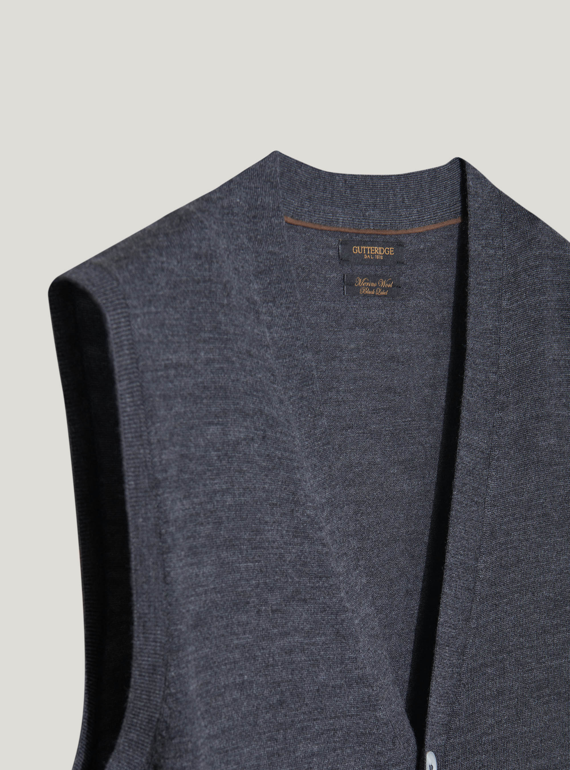 Gilet di maglia in pura lana merino extrafine, ASFALTO