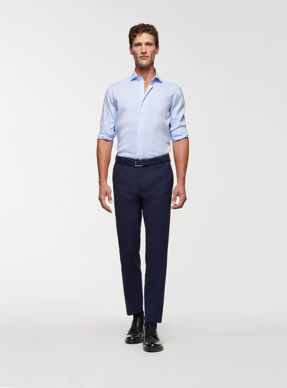 Stretch poplin striped shirt, LIGHT BLUE