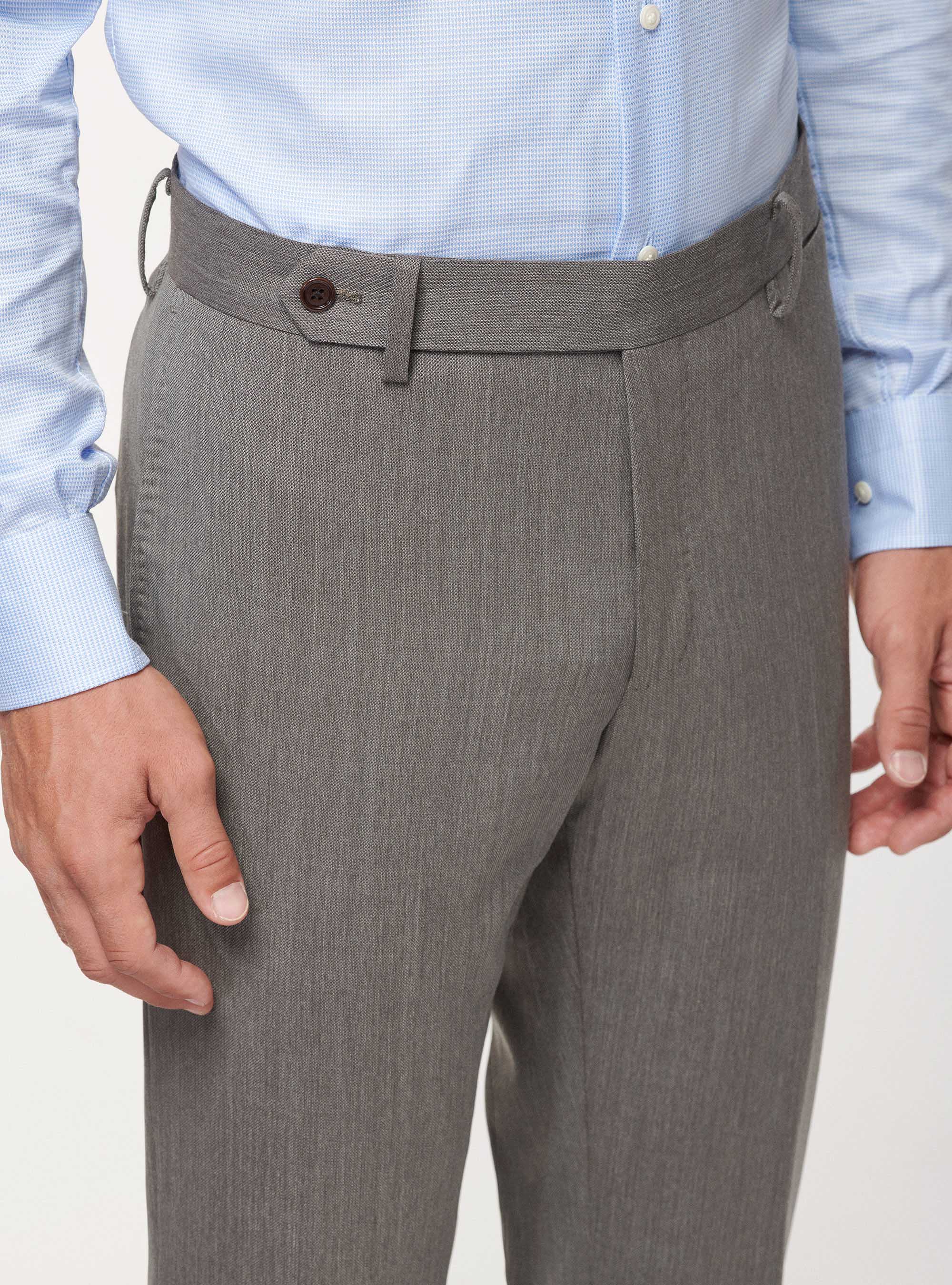 Travel trousers in pure stretch wool, MUD