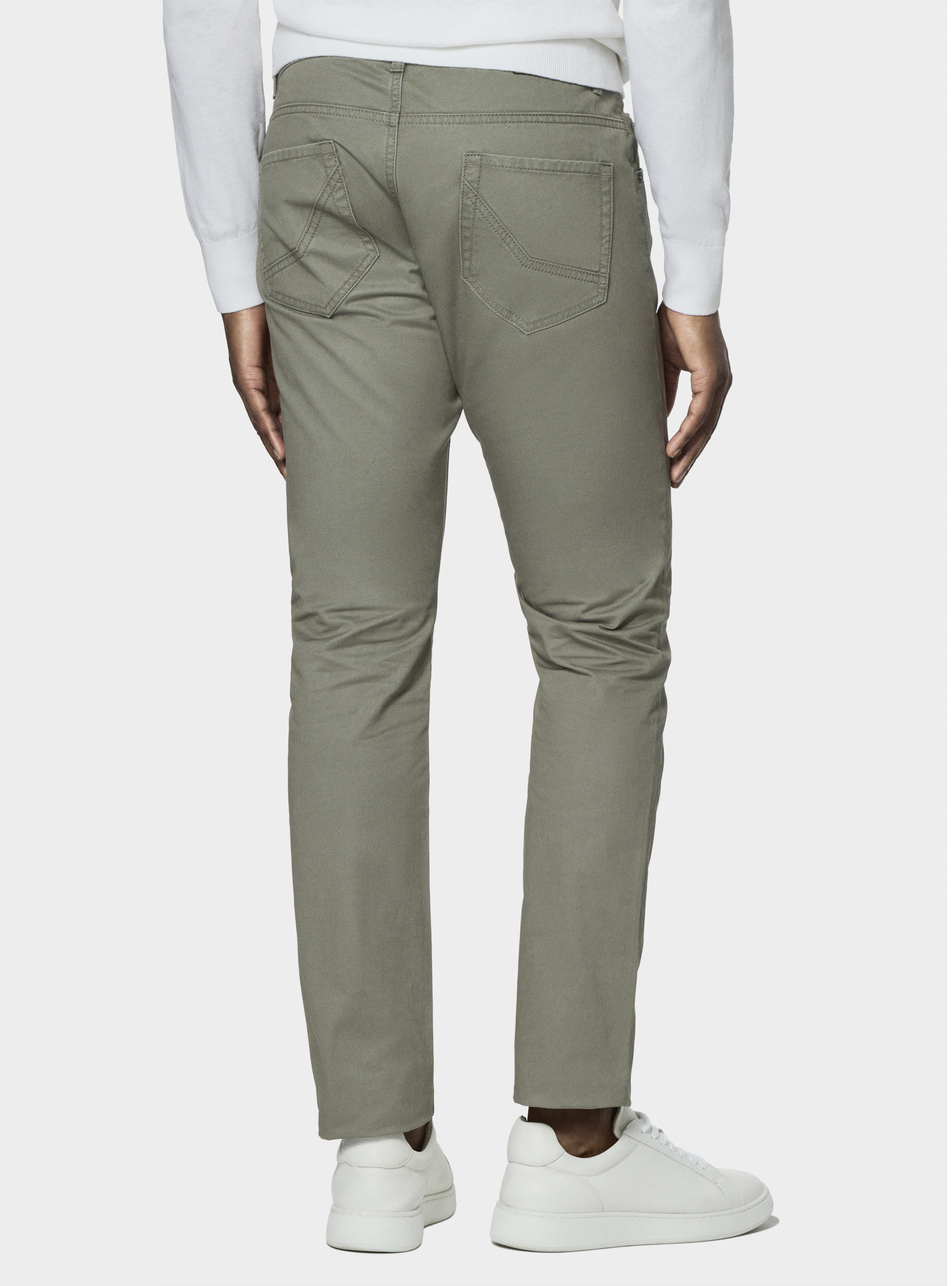 Pantaloni 5 tasche in twill di cotone, SALVIA 0602C